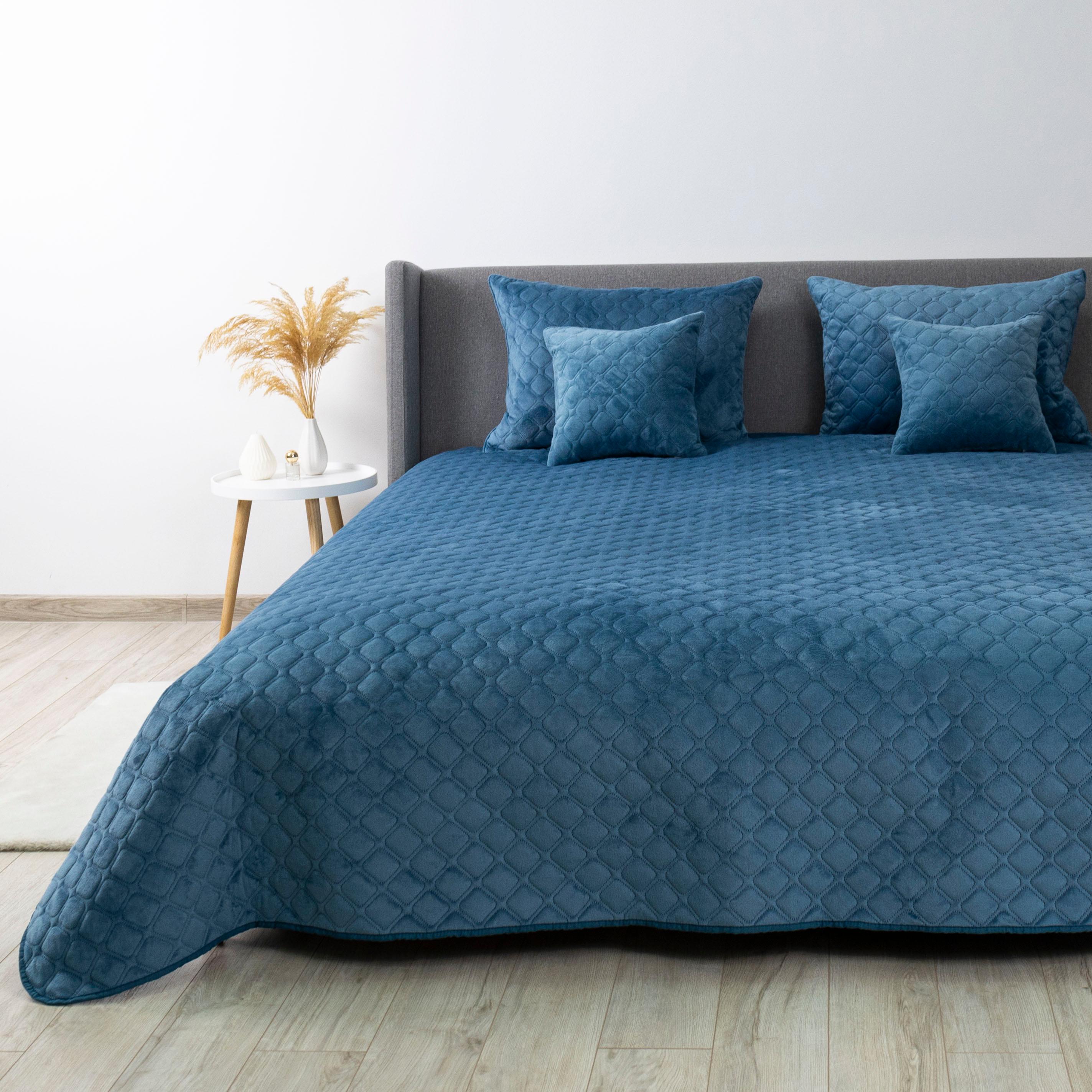 Покрывало ТЕП "VELOUR" Cинее/Ромб круглый, 220x240 - Фото 5