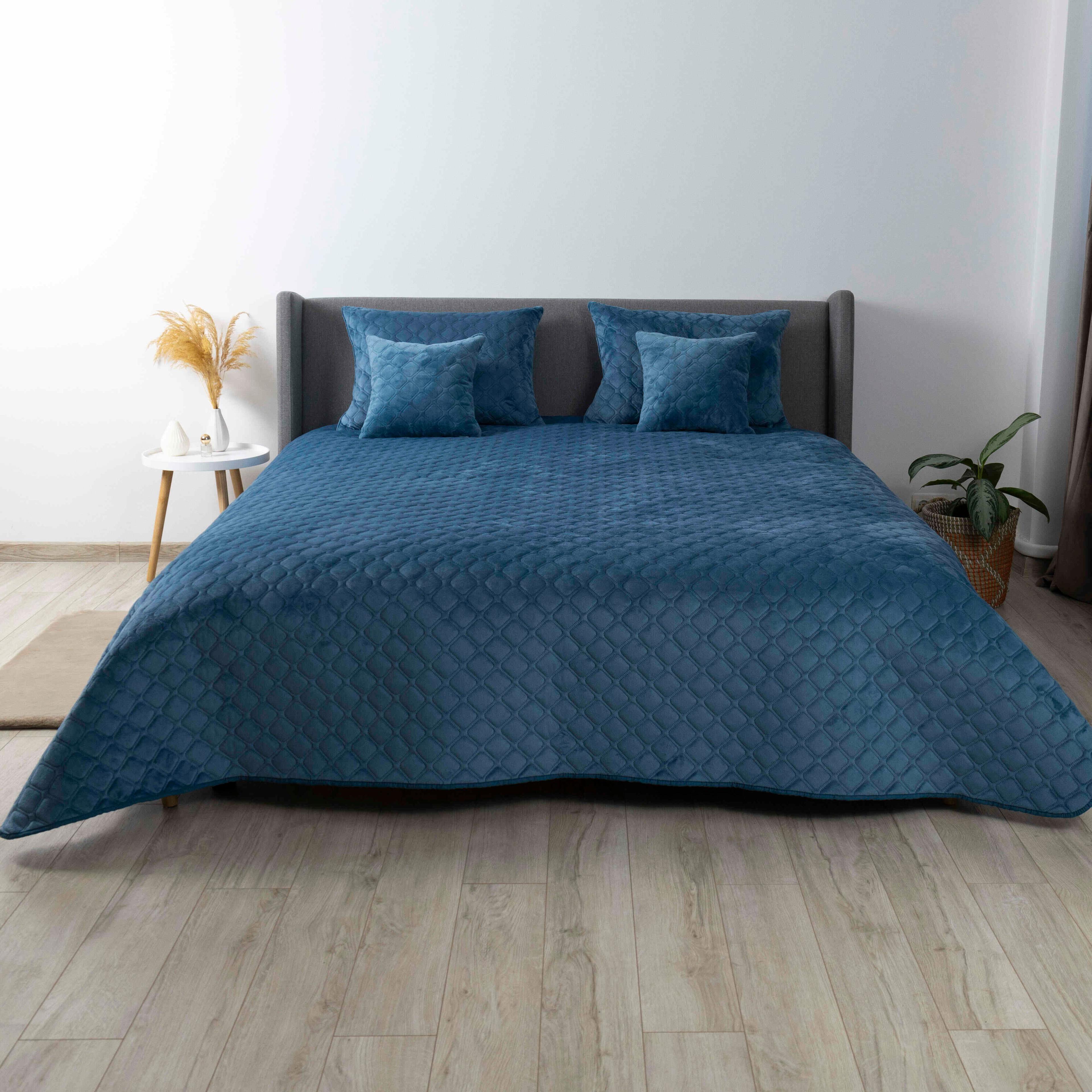Покрывало ТЕП "VELOUR" Cинее/Ромб круглый, 220x240 - Фото 6