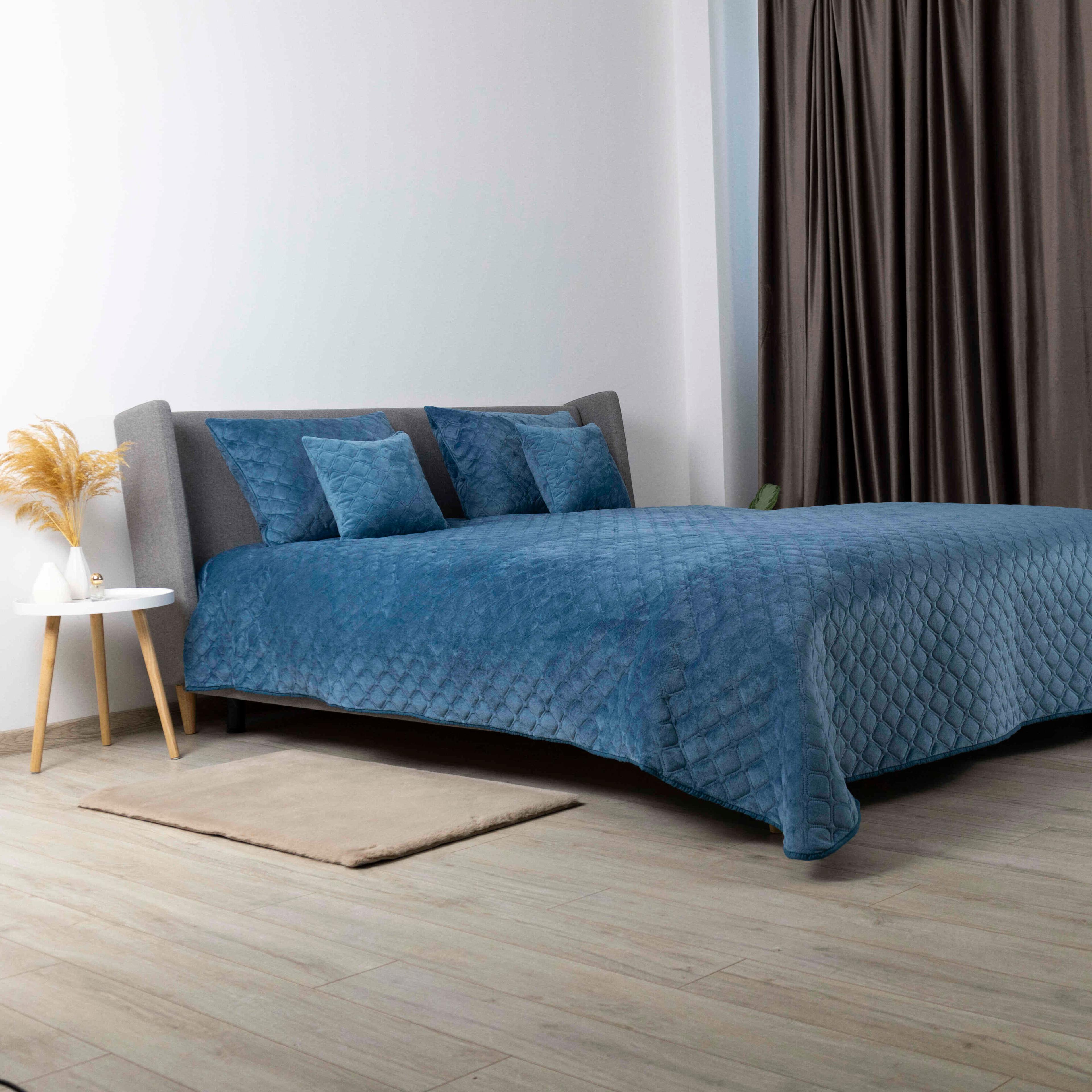 Покрывало ТЕП "VELOUR" Cинее/Ромб круглый, 220x240 - Фото 9