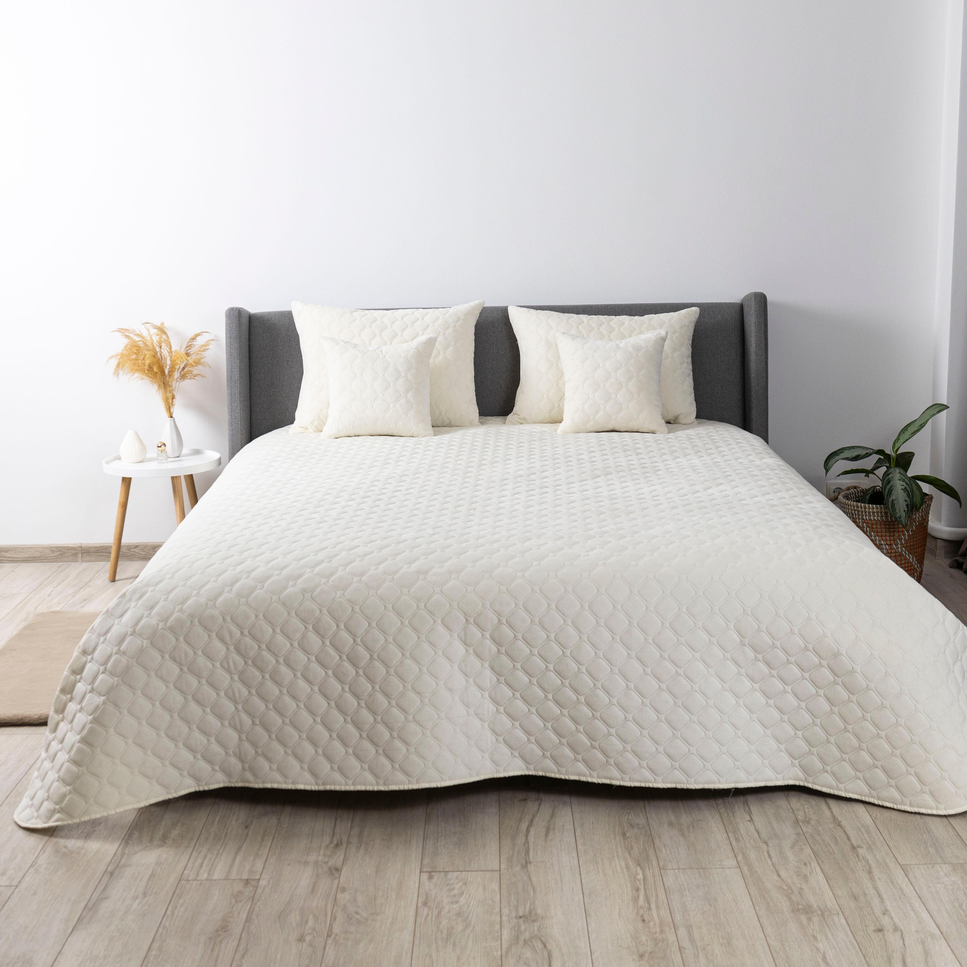 Покривало ТЕП "VELOUR" Молочне/Ромб круглий, 150x210 - Фото 6