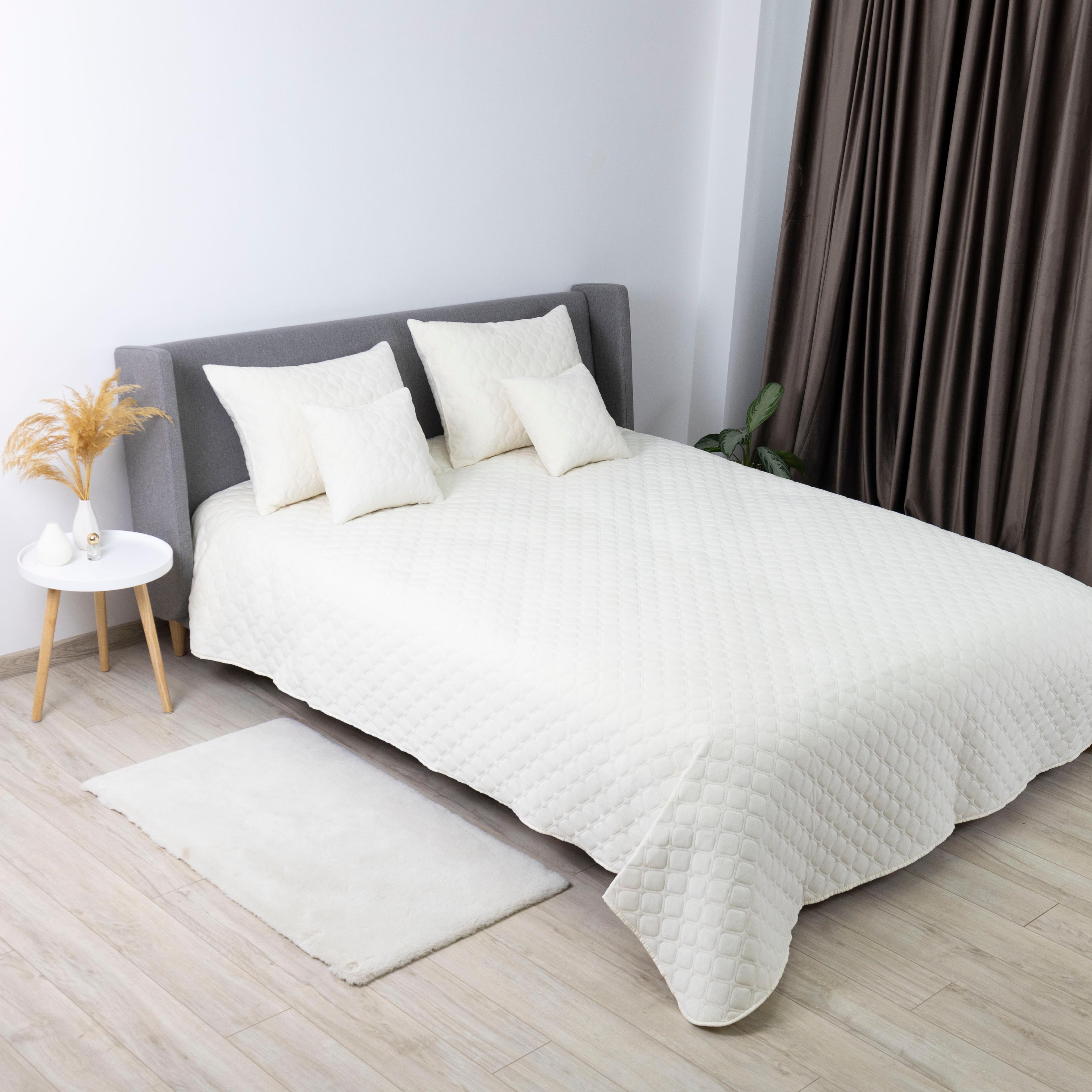 Покривало ТЕП "VELOUR" Молочне/Ромб круглий, 150x210 - Фото 7