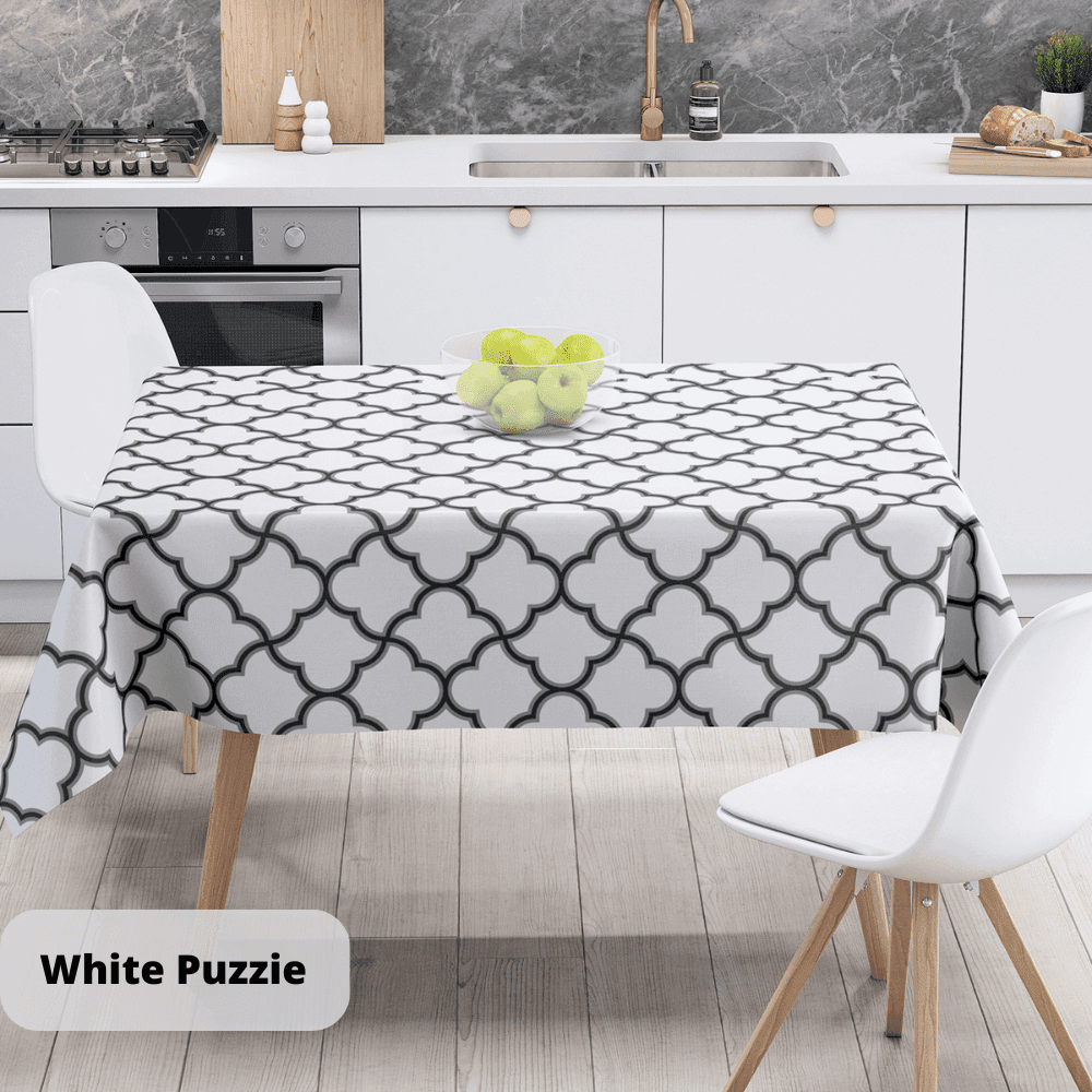 Tablecloth "Panama" water repellent White Puzzle