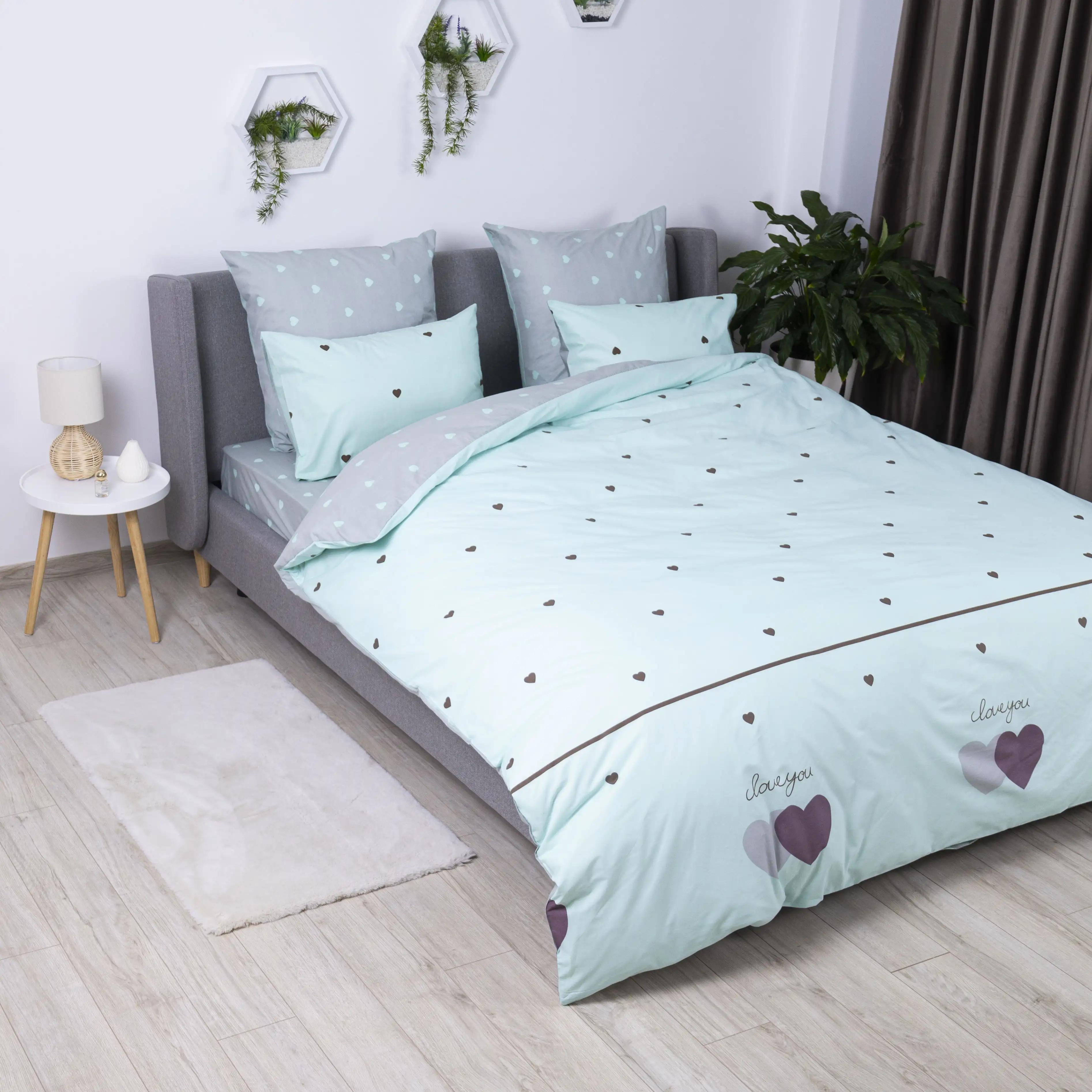 Постельное белье "ТЕП" Mint&Grey Hearts, 70x70, семейное - Фото 3