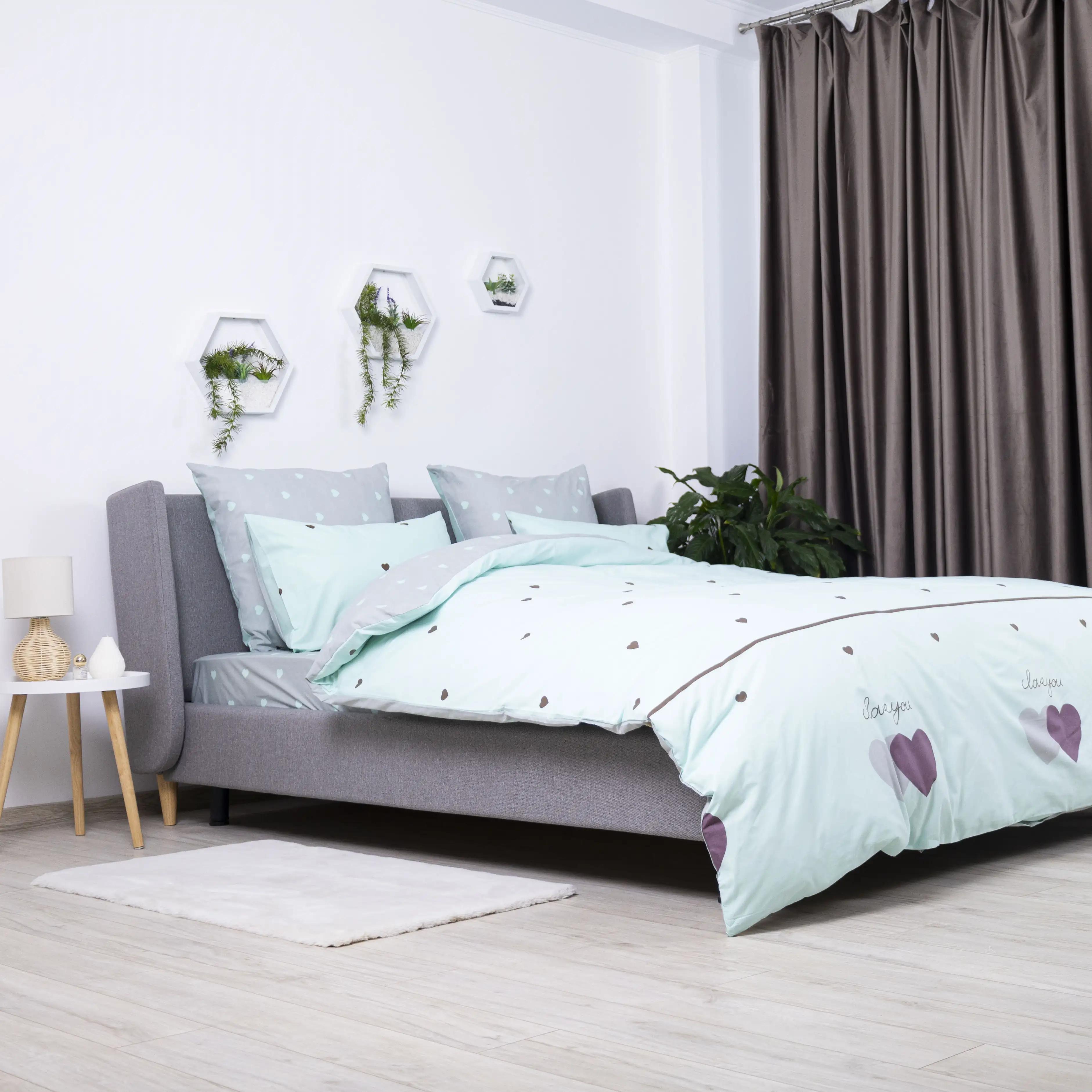 Постельное белье "ТЕП" Mint&Grey Hearts, 70x70, семейное - Фото 4