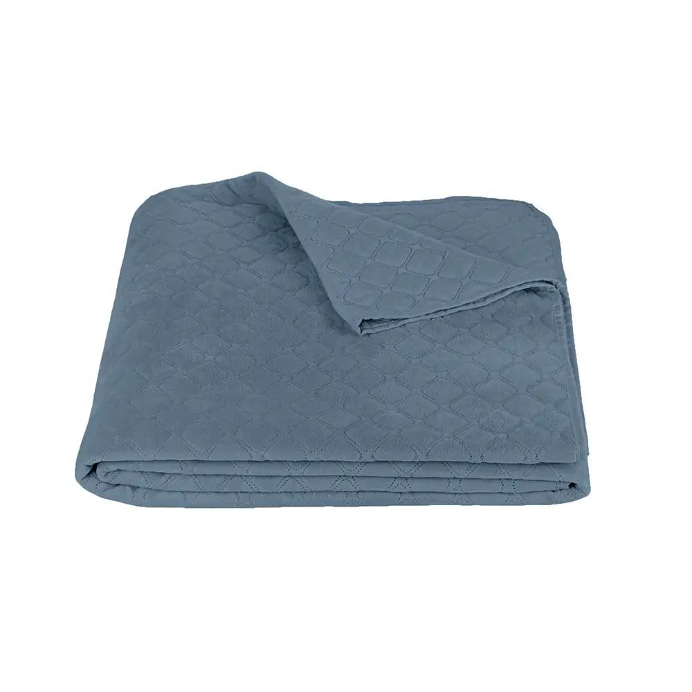 Покрывало ТЕП "VELOUR" Cинее/Ромб круглый, 150x210 - Фото 2
