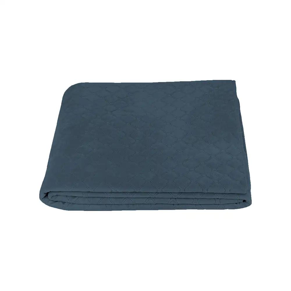 Покрывало ТЕП "VELOUR" Cинее/Ромб круглый, 150x210 - Фото 3