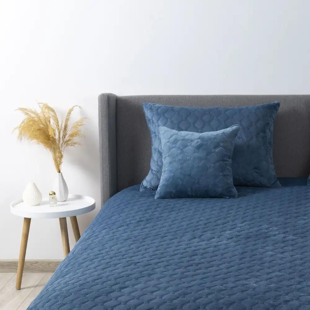 Покрывало ТЕП "VELOUR" Cинее/Ромб круглый, 150x210 - Фото 10