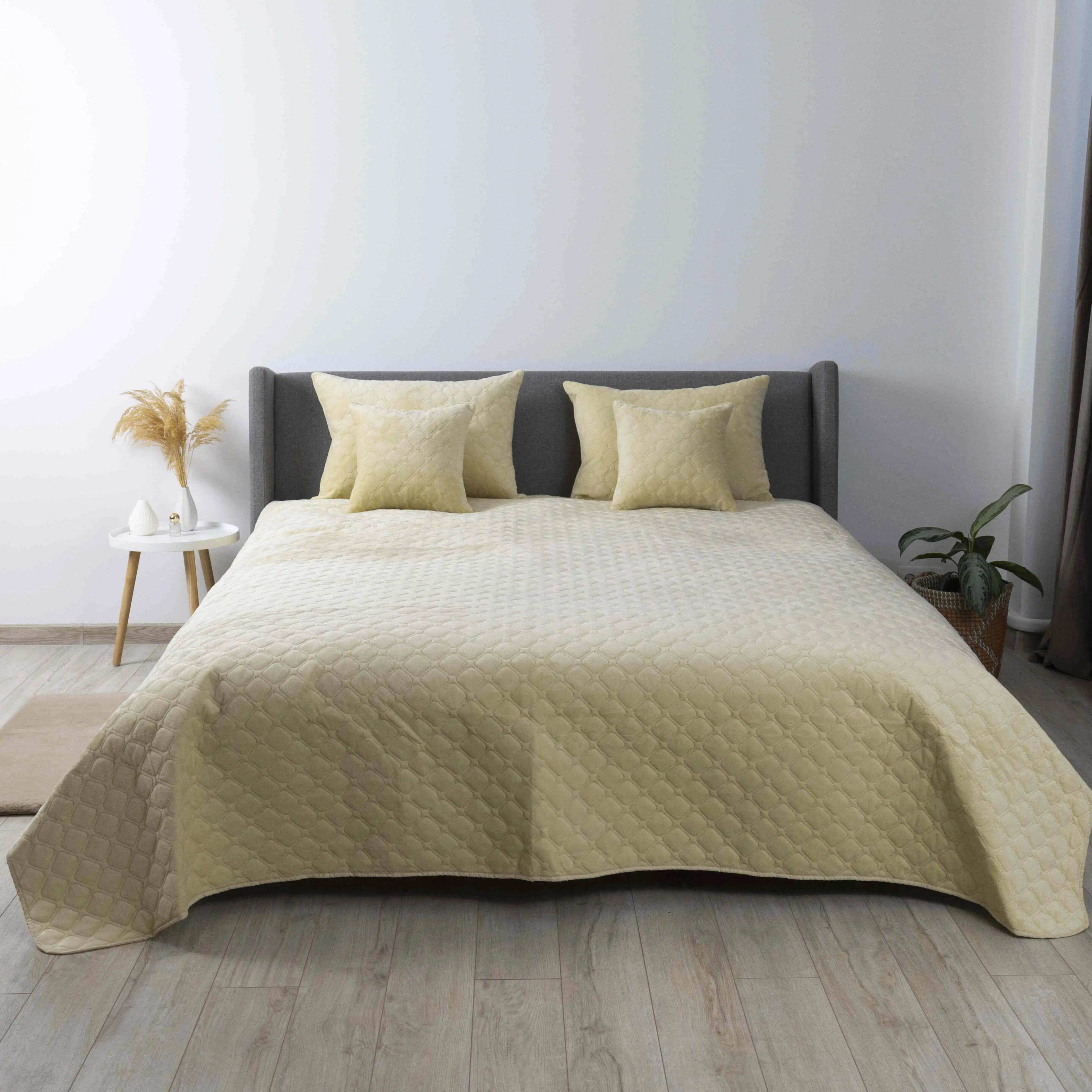 Покрывало ТЕП "VELOUR" Бежевый/Ромб круглый, 220x240 - Фото 6
