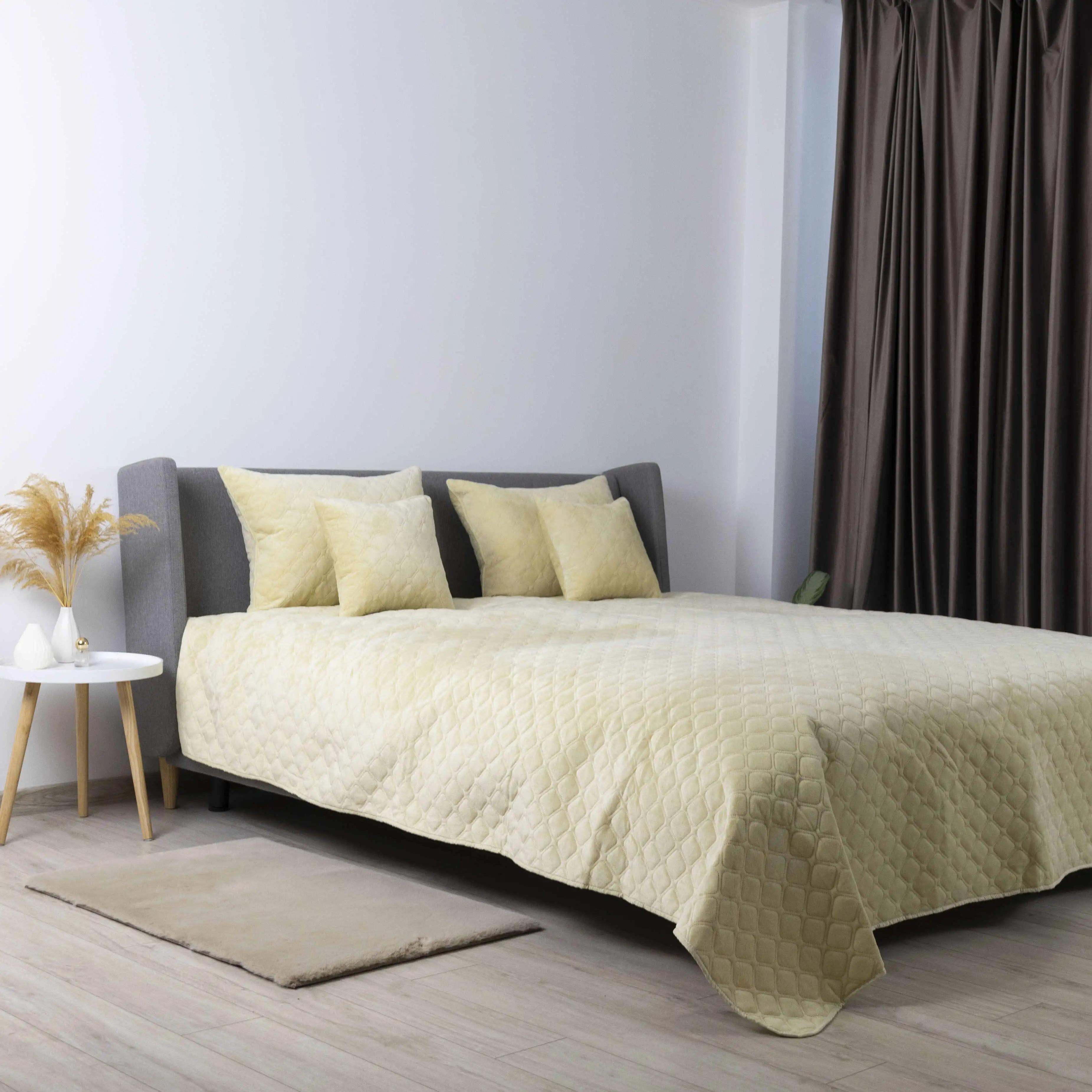 Покрывало ТЕП "VELOUR" Бежевый/Ромб круглый, 220x240 - Фото 8