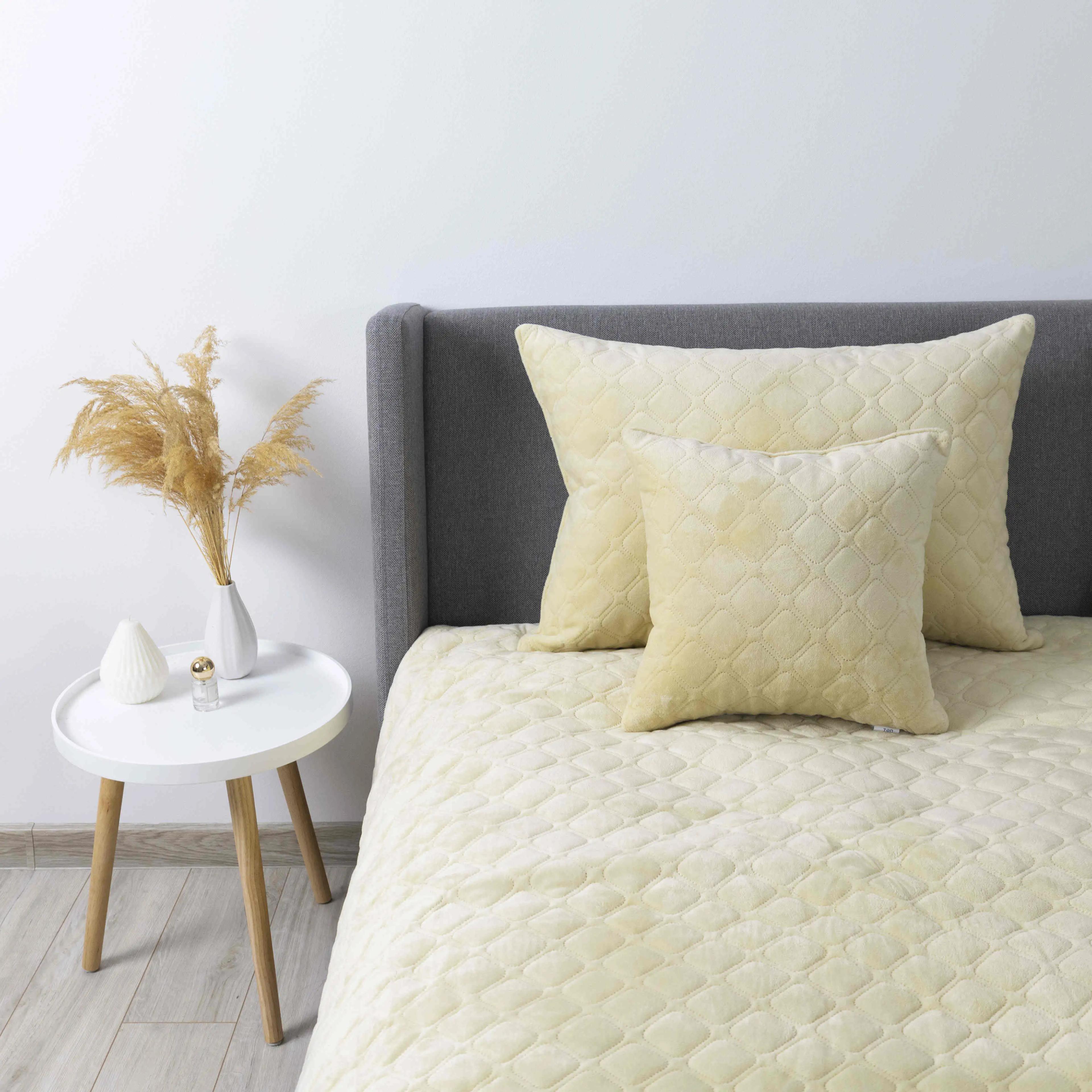 Покрывало ТЕП "VELOUR" Бежевый/Ромб круглый, 220x240 - Фото 9