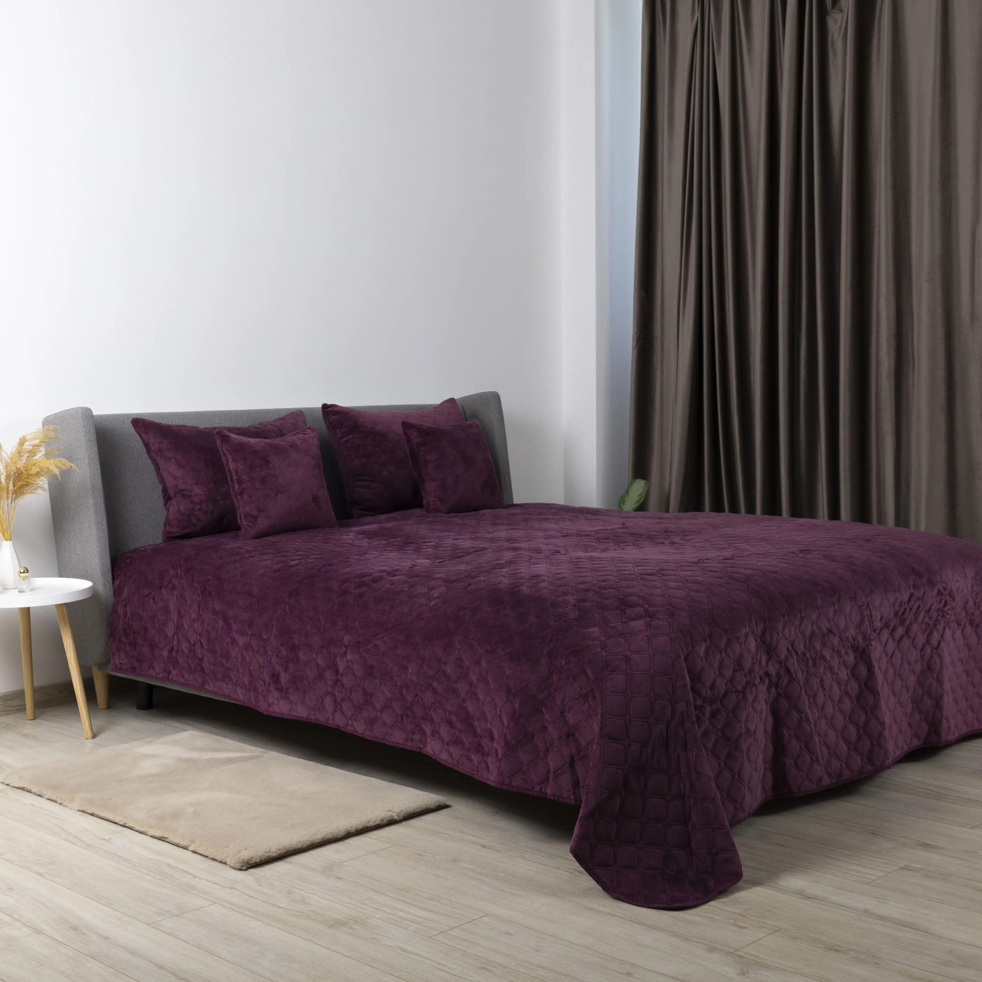 Покрывало ТЕП "VELOUR" Бордо/Ромб круглый, 240x260 - Фото 6