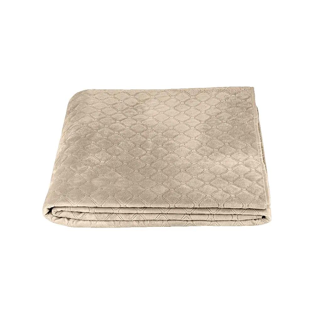 Покрывало ТЕП "VELOUR" Золотой беж/Ромб круглый, 150x210 - Фото 3