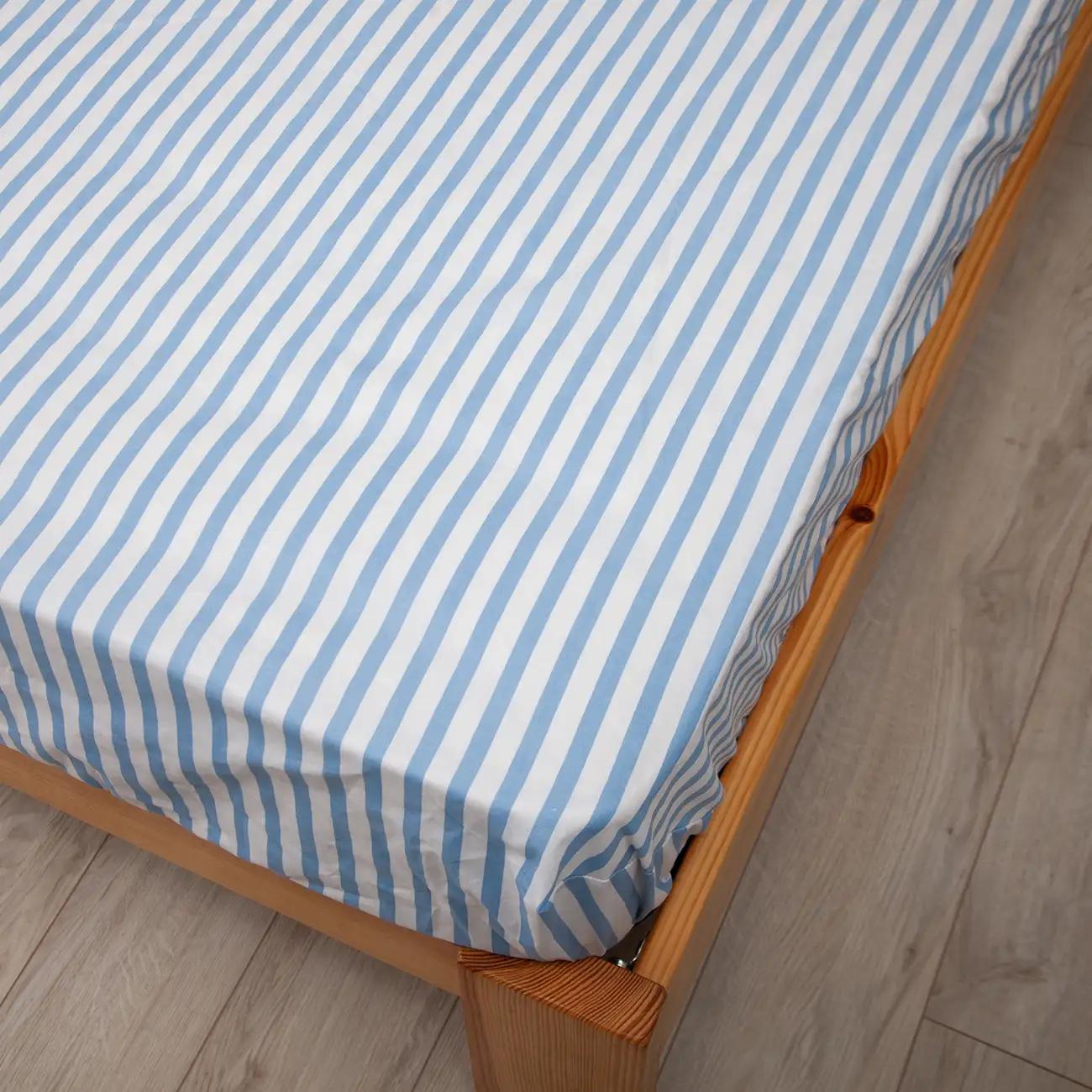 Sheet "NATHNENNYA" with an elastic band Blue stripe, 200x200 - Photo 5