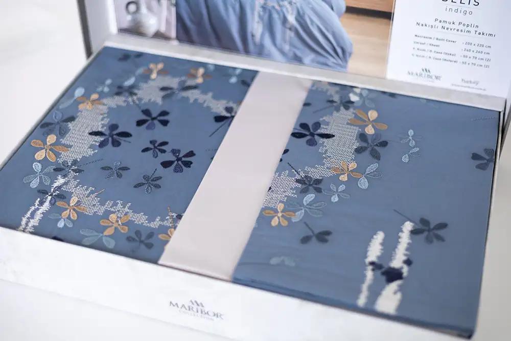 Bedding set ‘MARIBOR POPLIN’ Belis indigo, euro - Photo 3