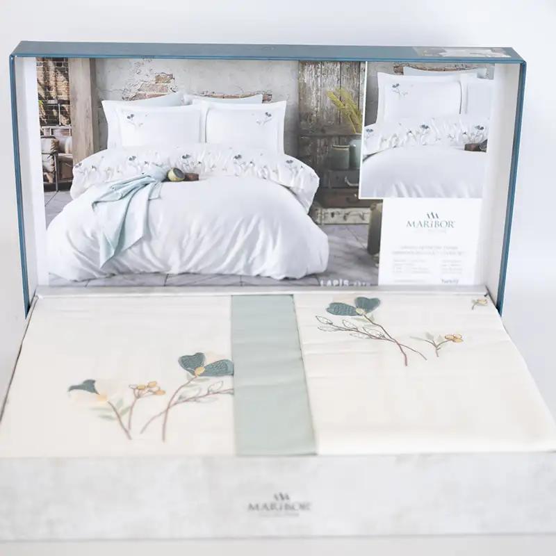 Bedding set ‘MARIBOR POPLIN’ Lapis ekru blue, euro - Photo 2
