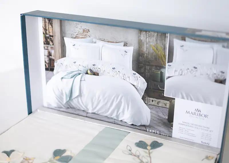Bedding set ‘MARIBOR POPLIN’ Lapis ekru blue, euro - Photo 3