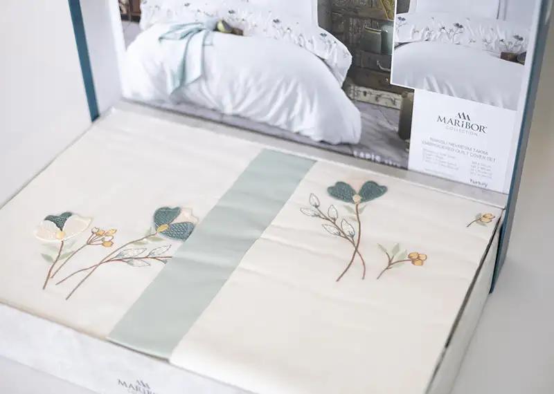 Bedding set ‘MARIBOR POPLIN’ Lapis ekru blue, euro - Photo 4