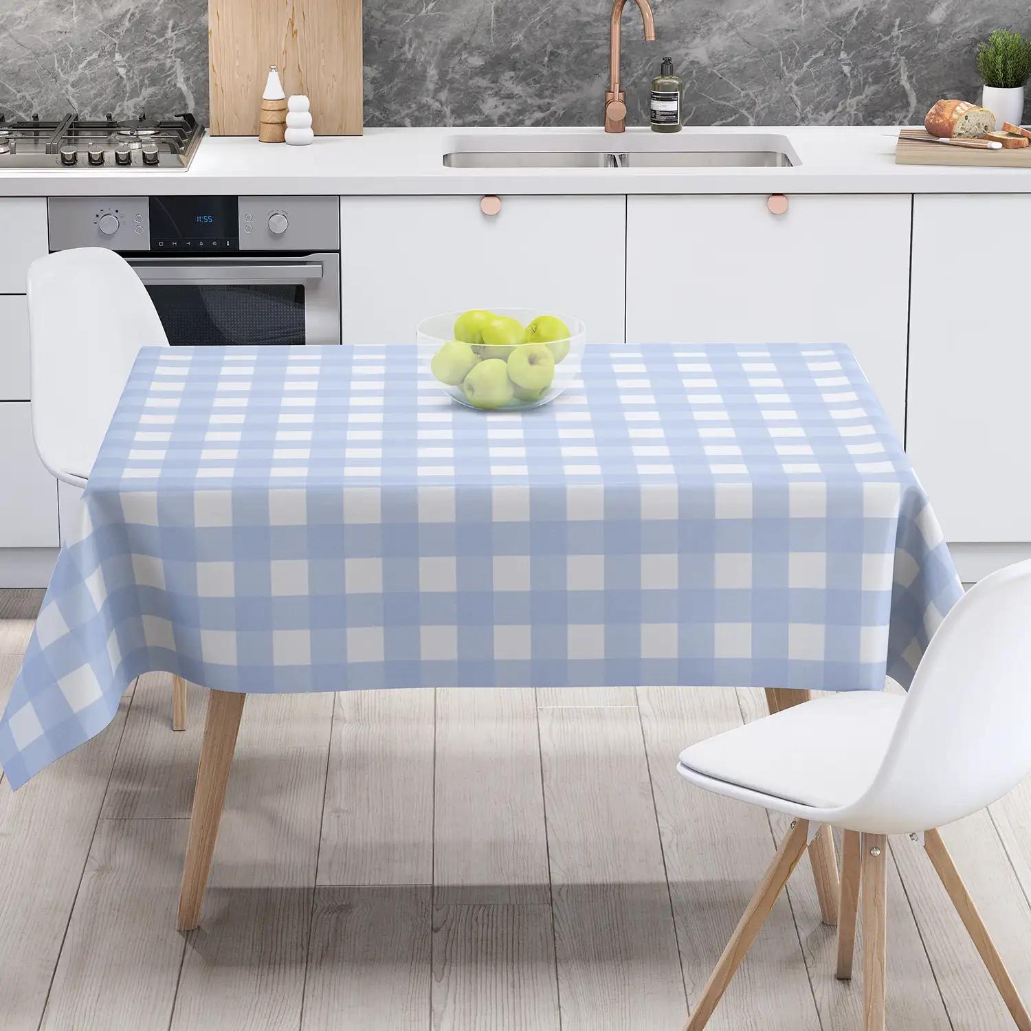 Tablecloth "Panama" water repellent Blue Check, 180x220 - Photo 2