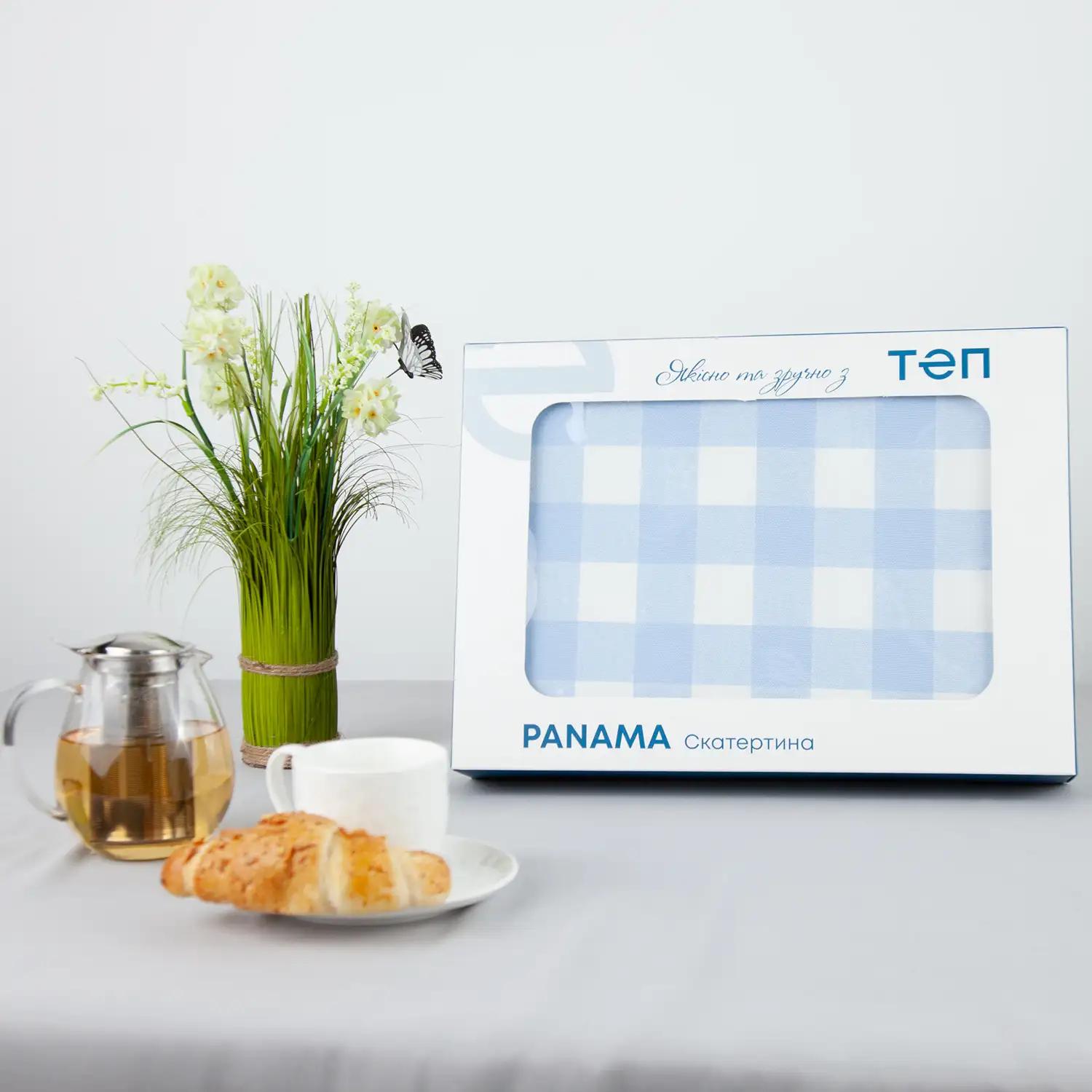 Tablecloth "Panama" water repellent Blue Check, 180x220 - Photo 3