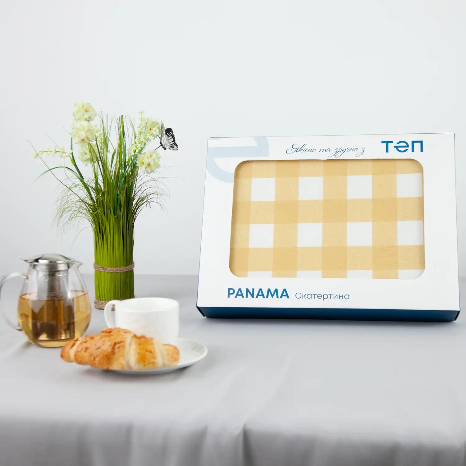 Скатертина "Panama" водовідштовхуюча Yellow Check, 180x220 - Фото 3