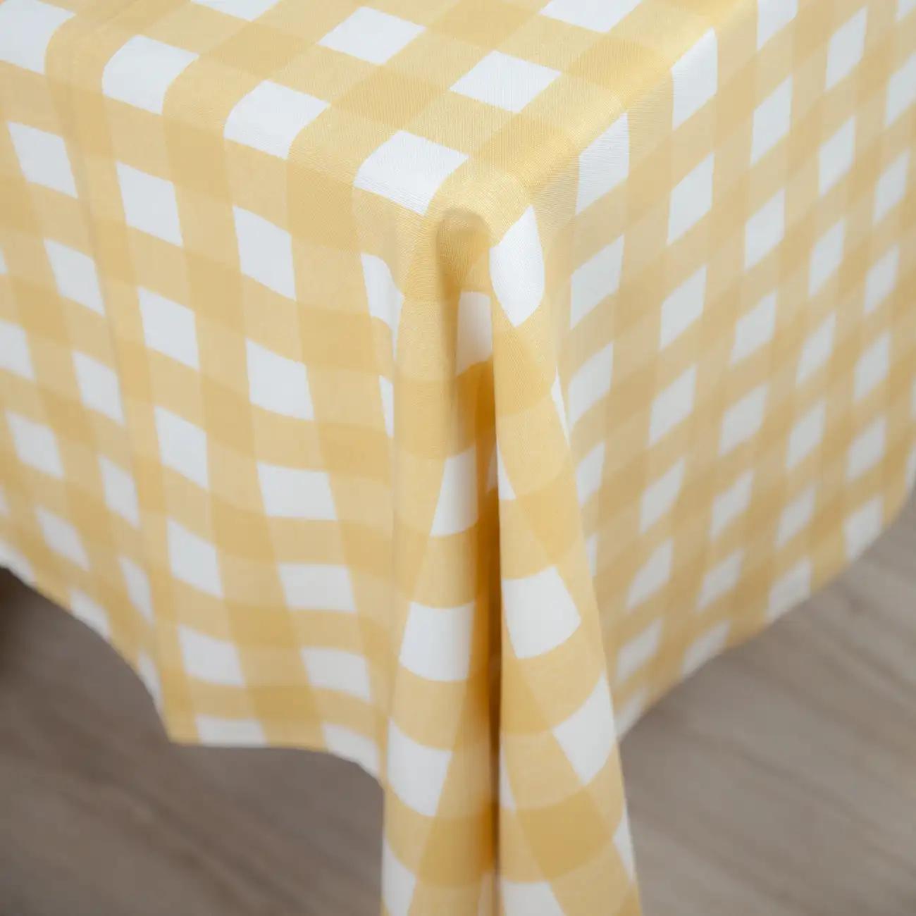 Скатертина "Panama" водовідштовхуюча Yellow Check, 180x220 - Фото 4