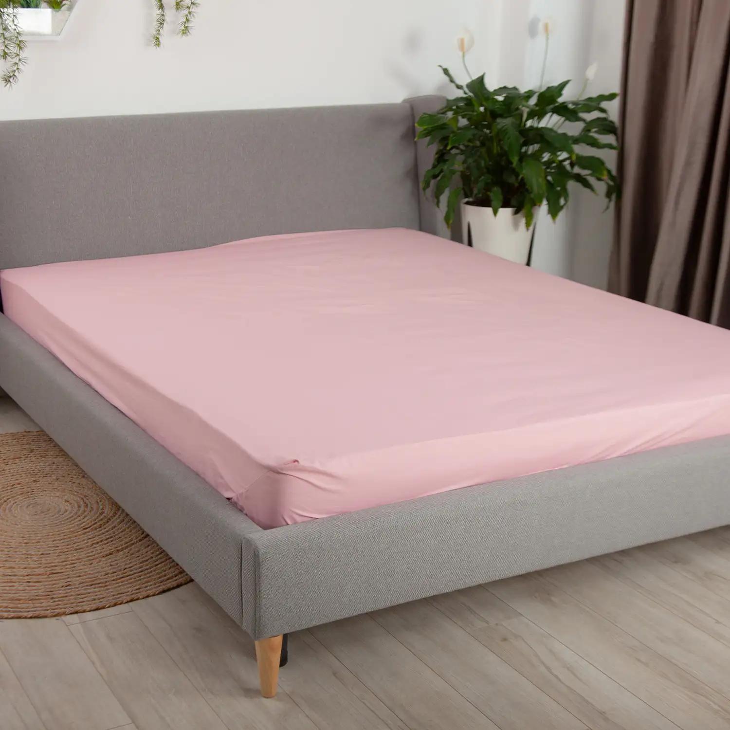Sheet "NATHNENNYA" with an elastic band Pink, 200x200 - Photo 4