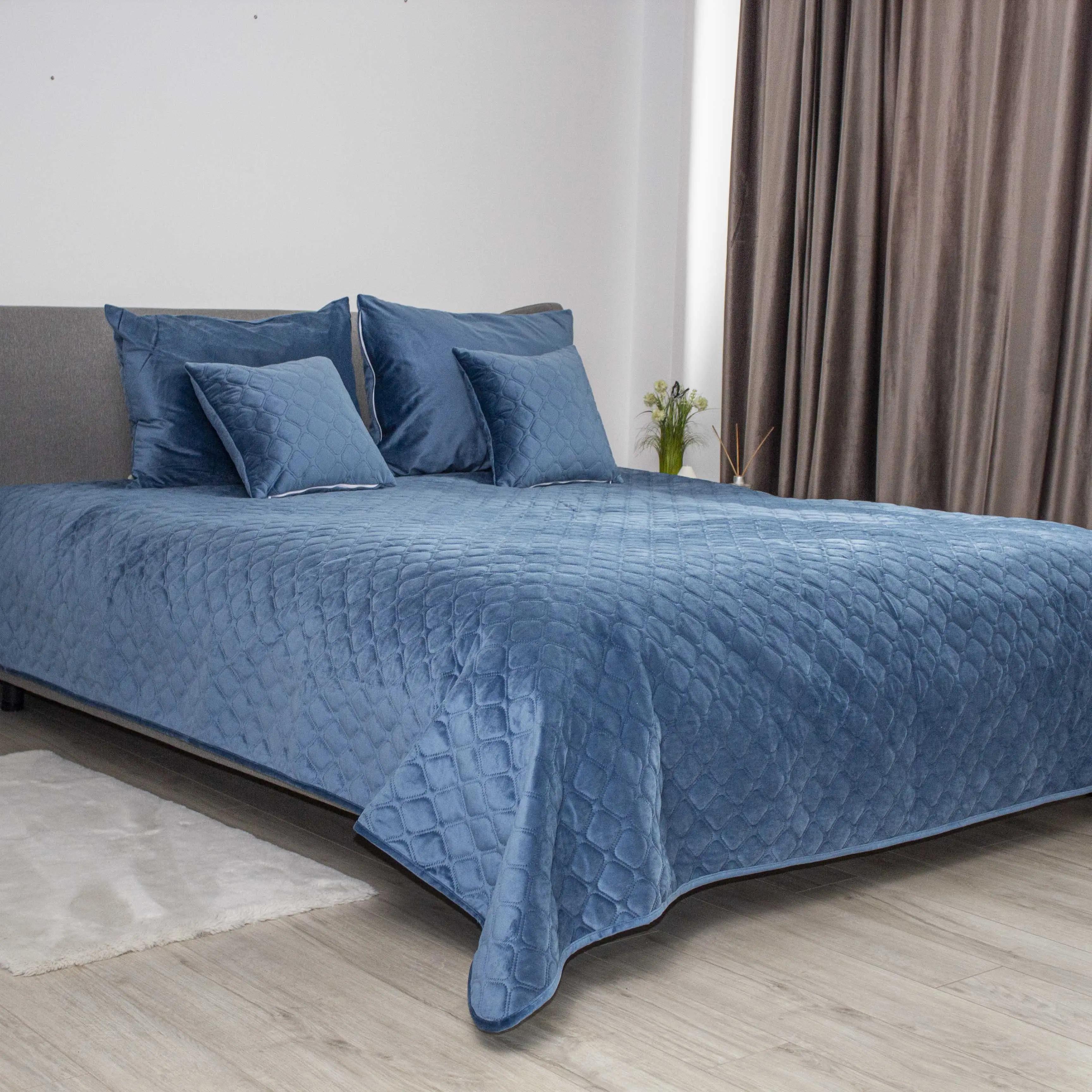 Покривало ТЕП "VELOUR" Azure blue/Ромб круглий, 180x240 - Фото 3