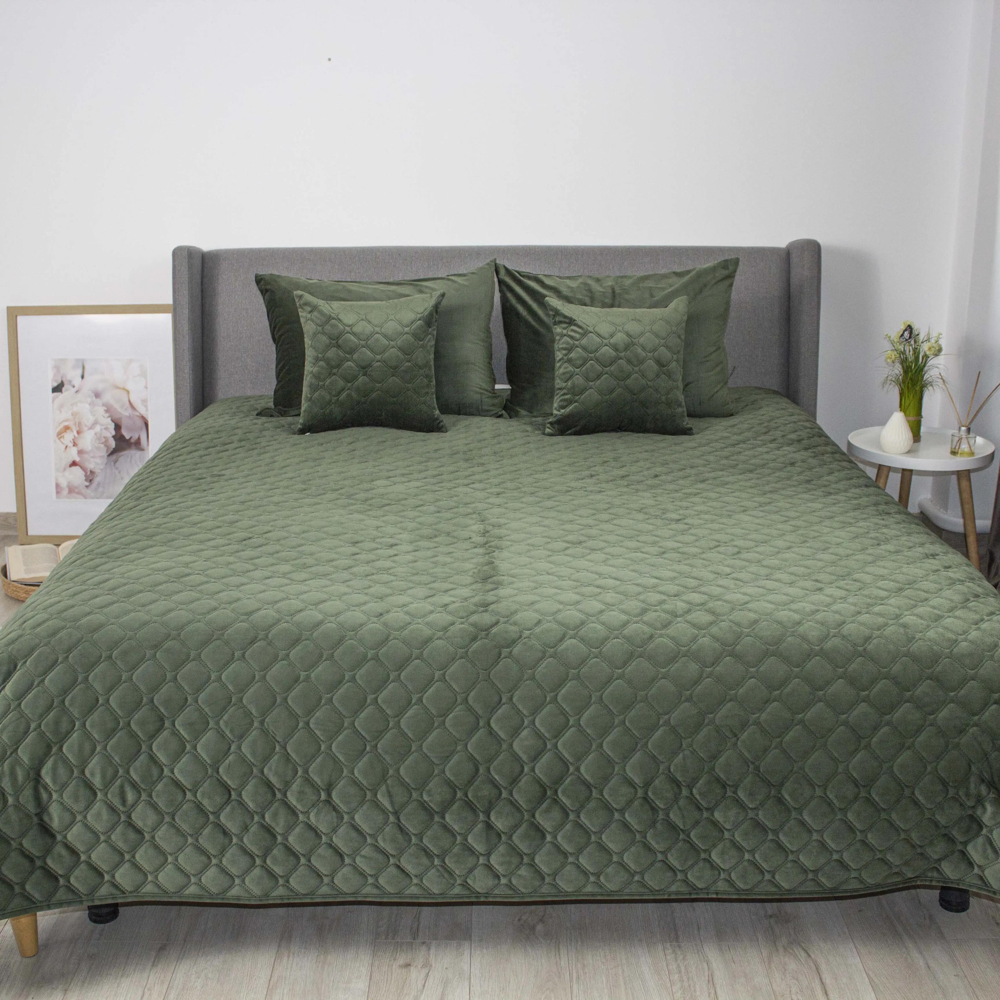 Покрывало ТЕП "VELOUR" Chive/Ромб круглый