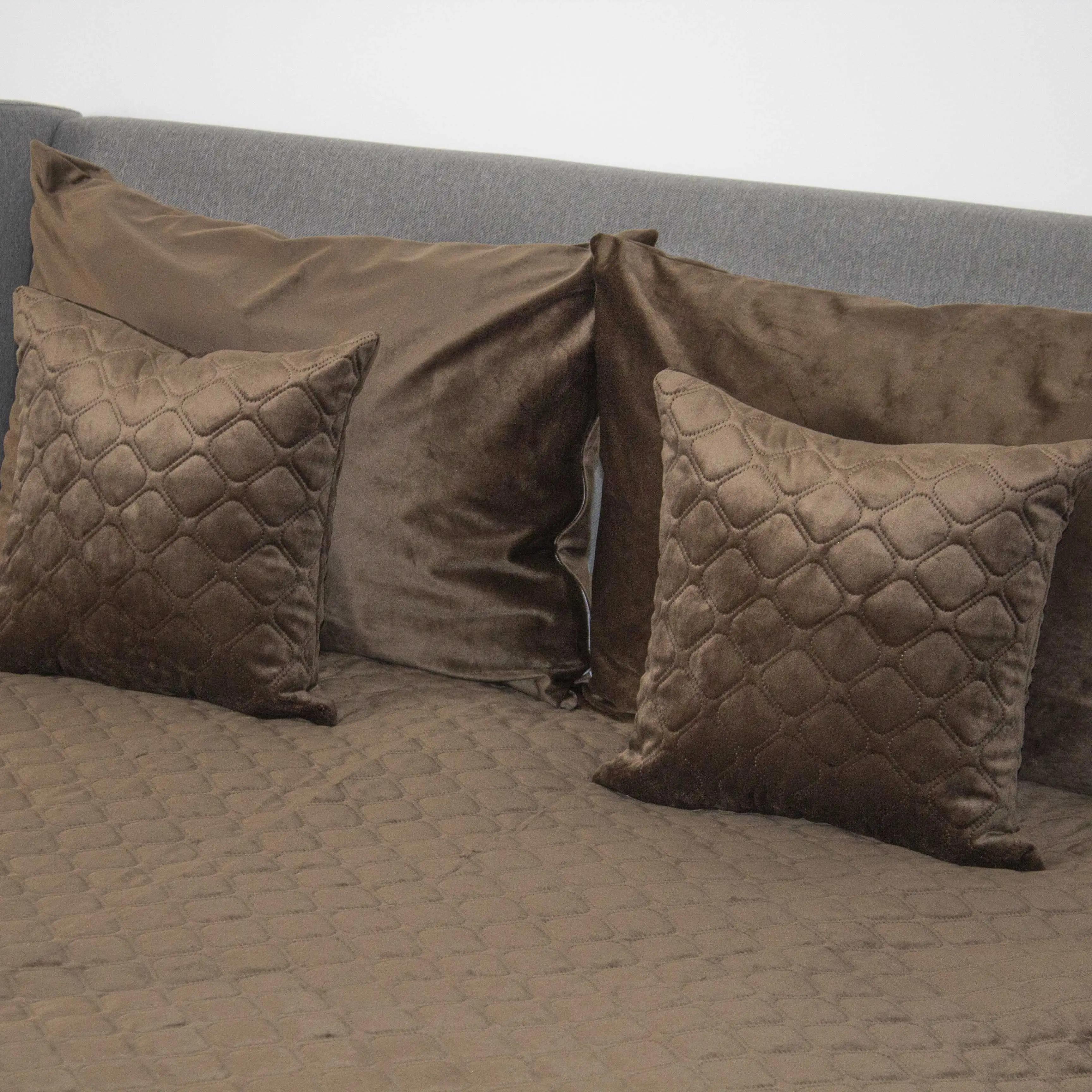 Bed Covers TEP "VELOUR" Coffee/Rhombus round, 220x240 - Photo 4
