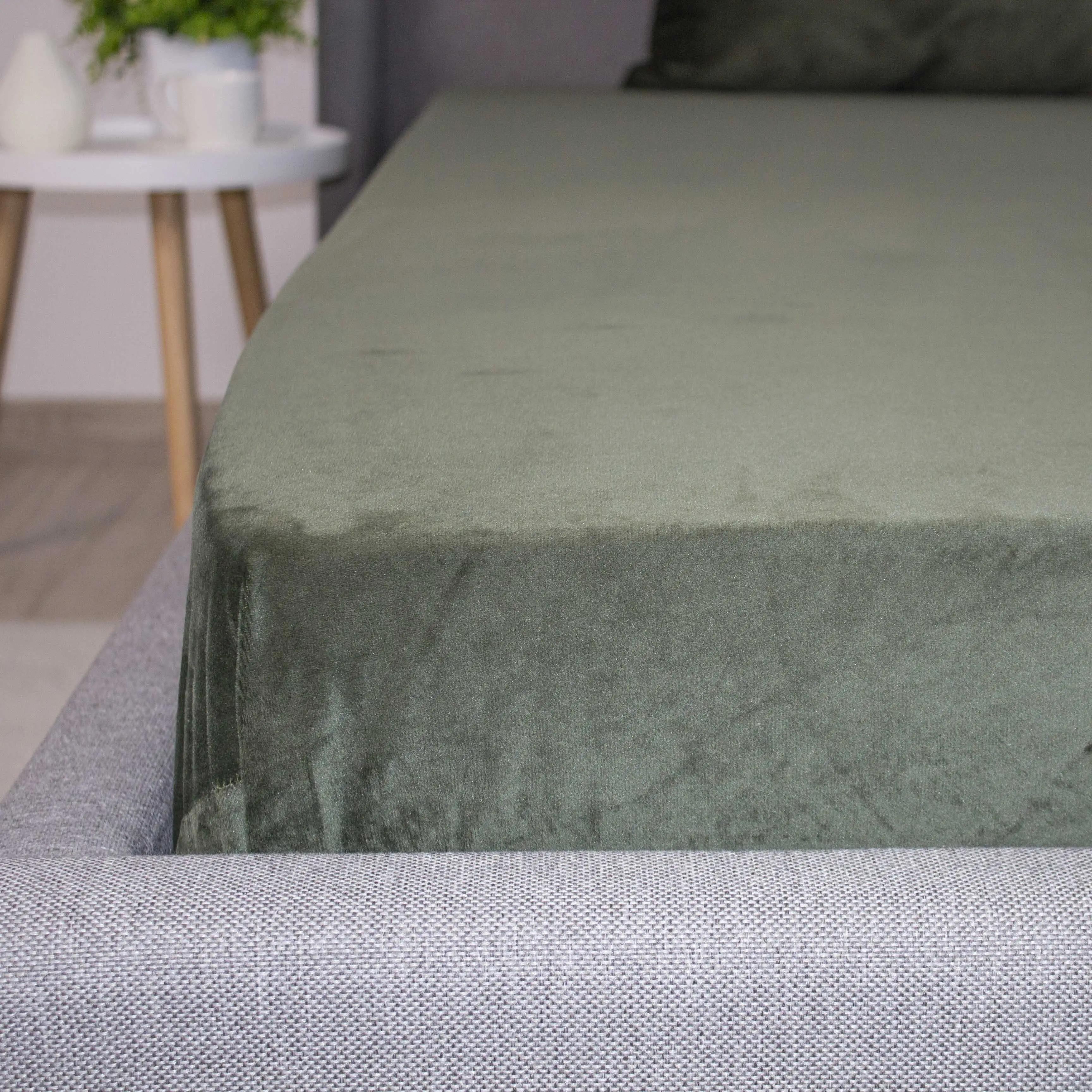 Sheet ТЕП VELOUR with an elastic band dark green, 180x200 - Photo 5