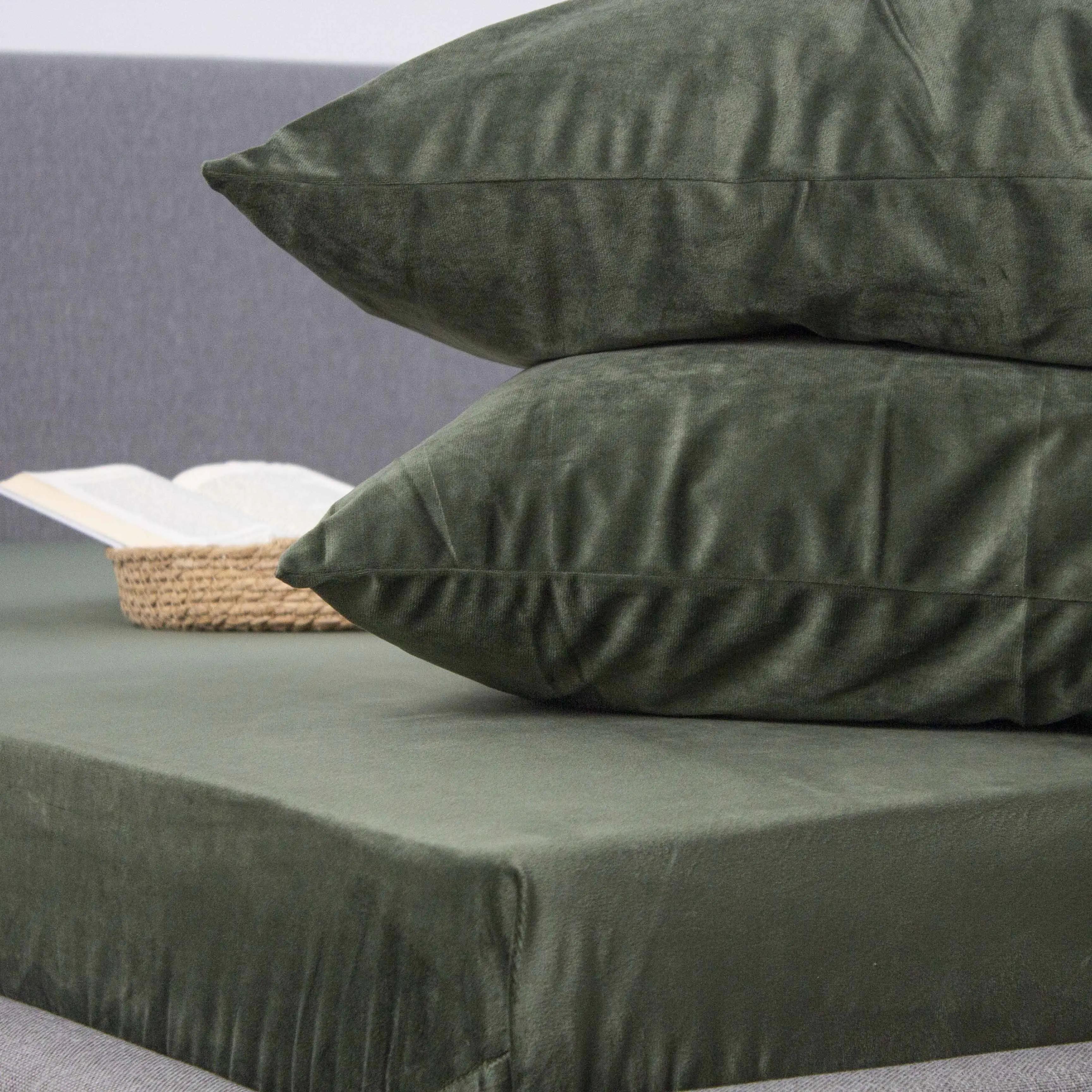 Sheet ТЕП VELOUR with an elastic band dark green, 180x200 - Photo 7