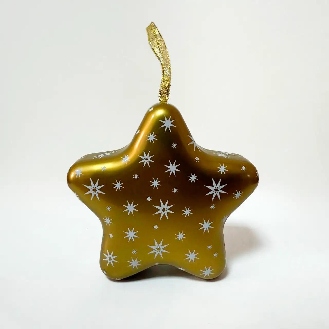 Gift box ‘Christmas Star’, metal, golden