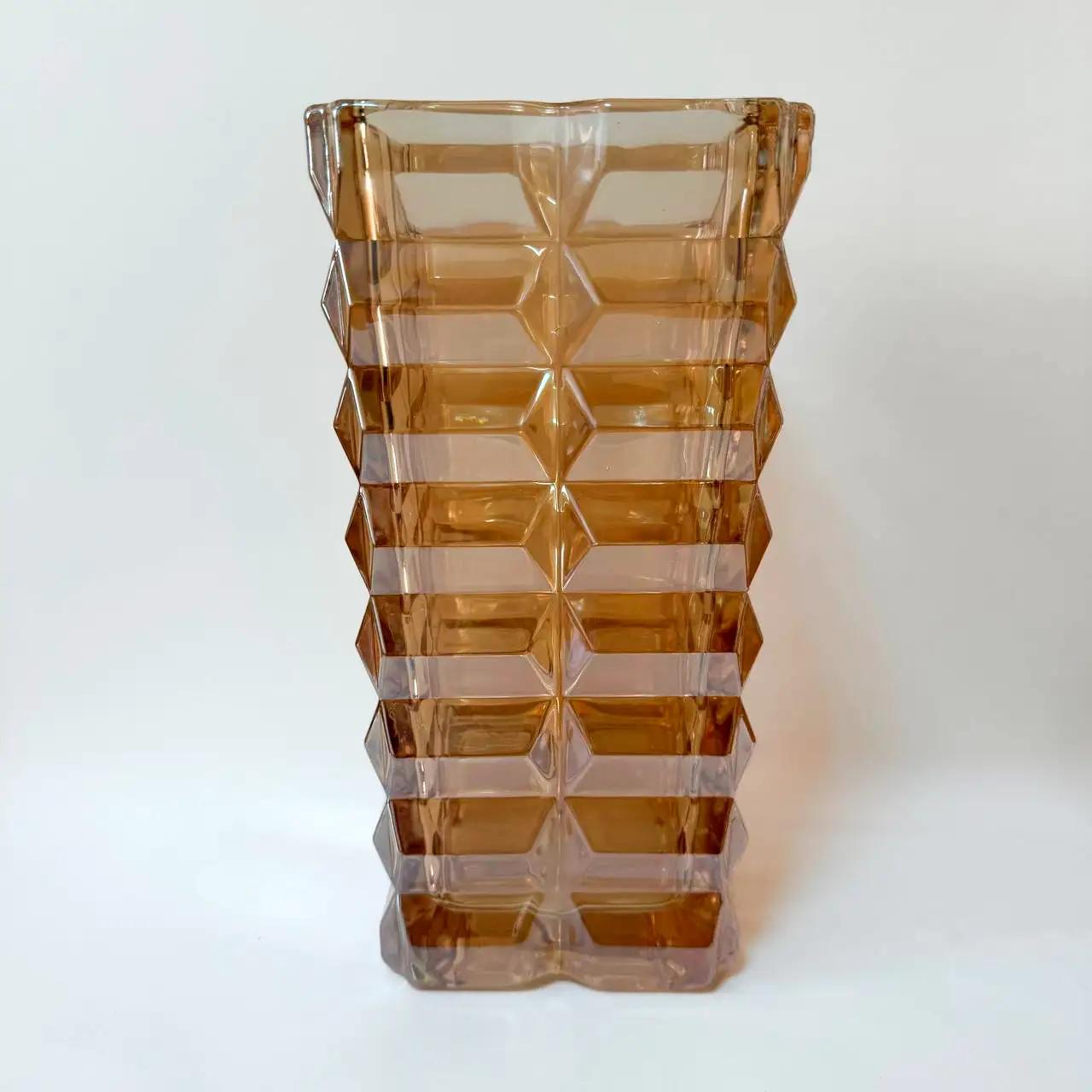 Ваза «Amber Glow», 24 см, скляна, золотиста