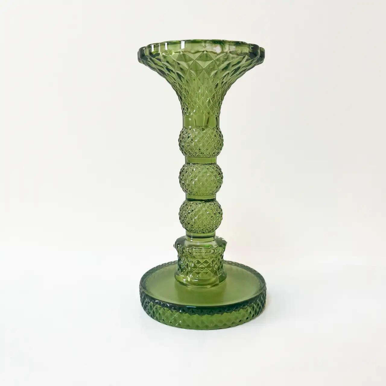 Green Shine candle holder, 16.5 cm, glass, green