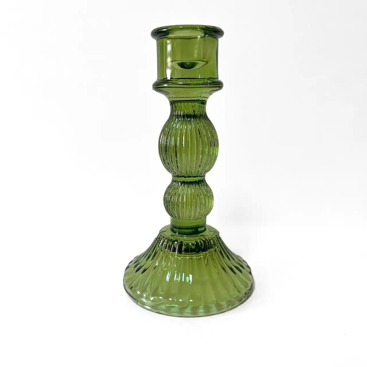Forest Light candle holder, 15 cm, glass, green