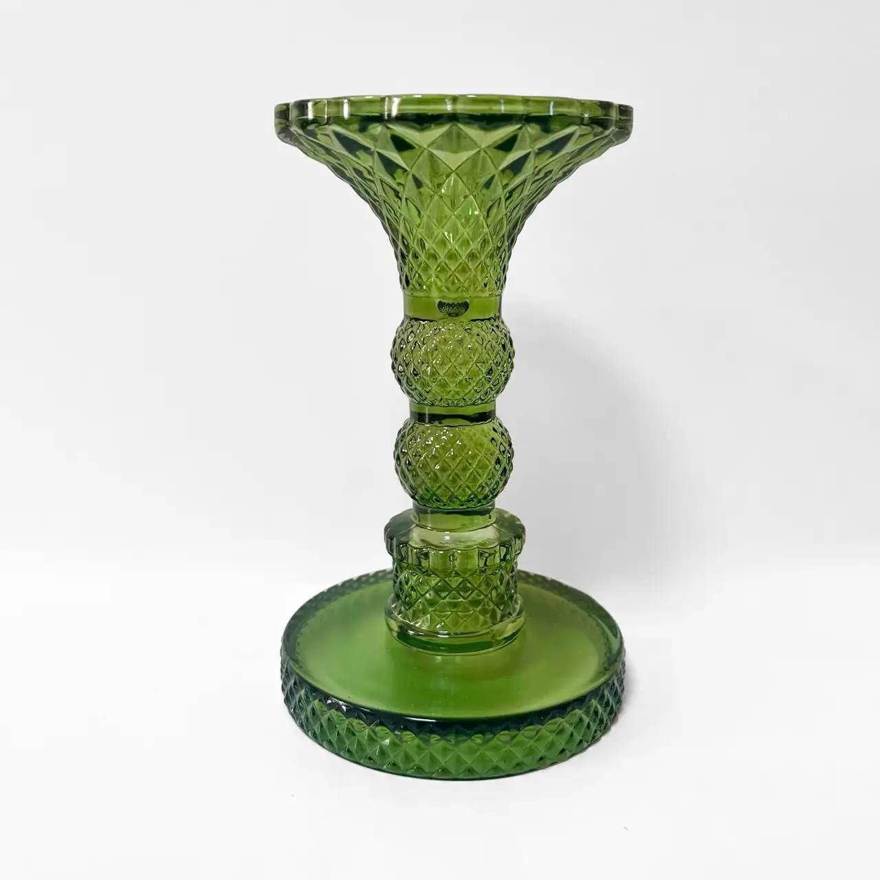 Green Shine candle holder, 14 cm, glass, green