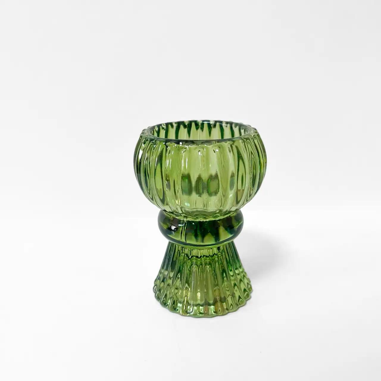 Forest Glow candle holder, 8 cm, glass, green