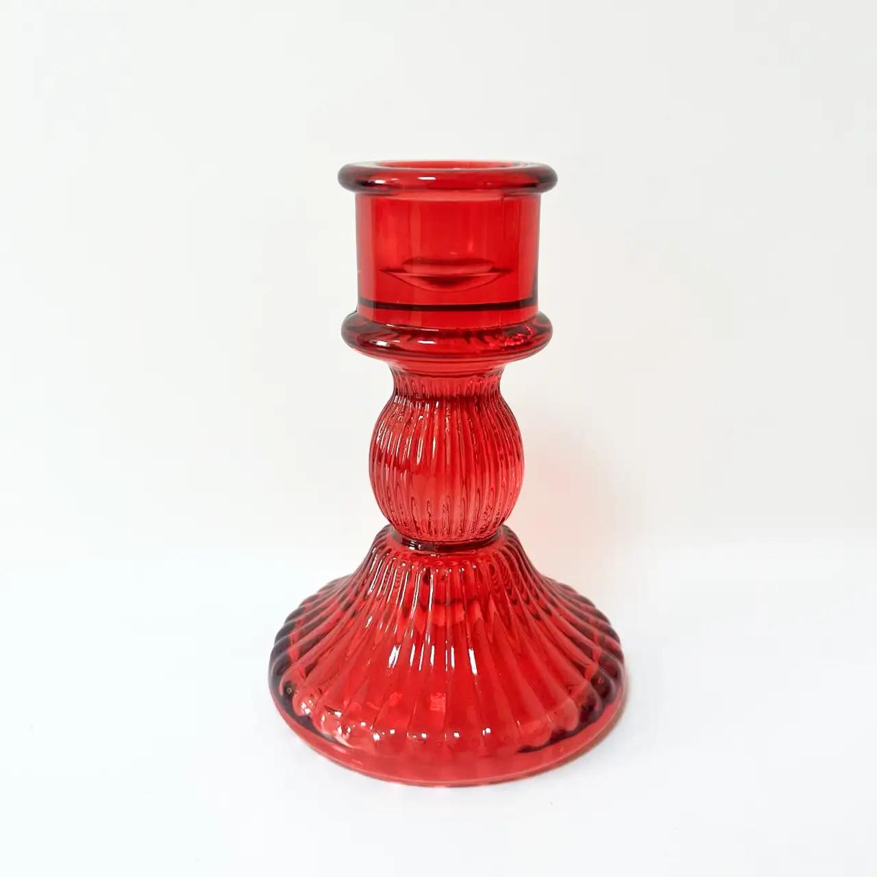 Ruby Warmth Candle Holder, 10.5 cm, glass, red