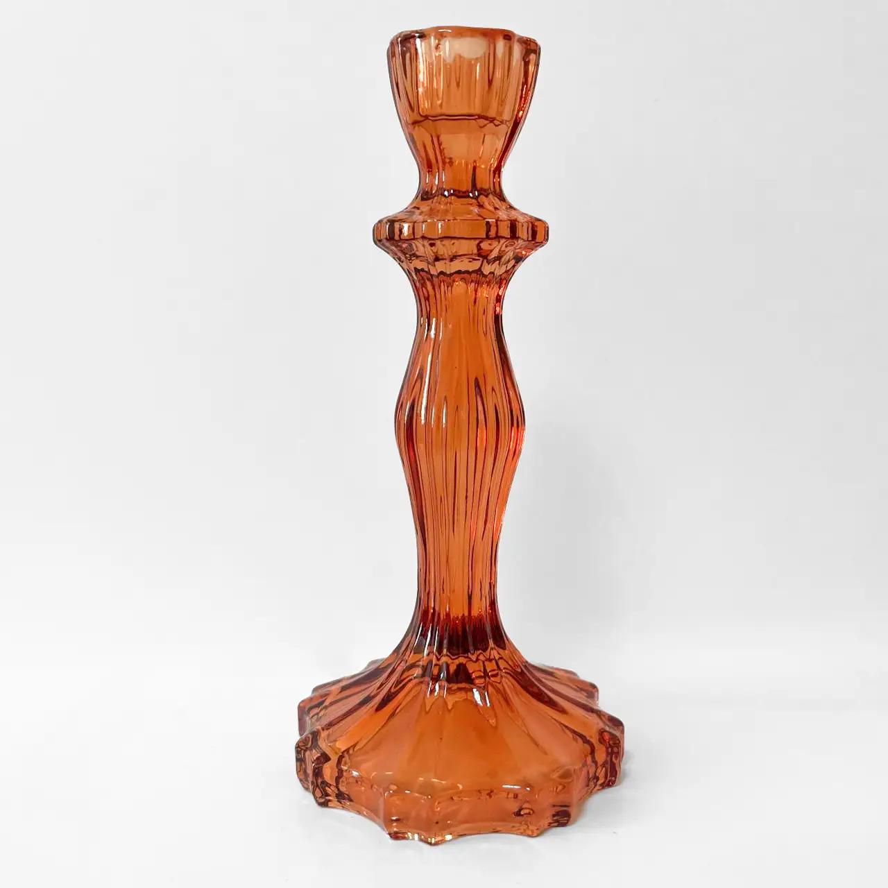 Amber Home candle holder, 20 cm, glass, copper