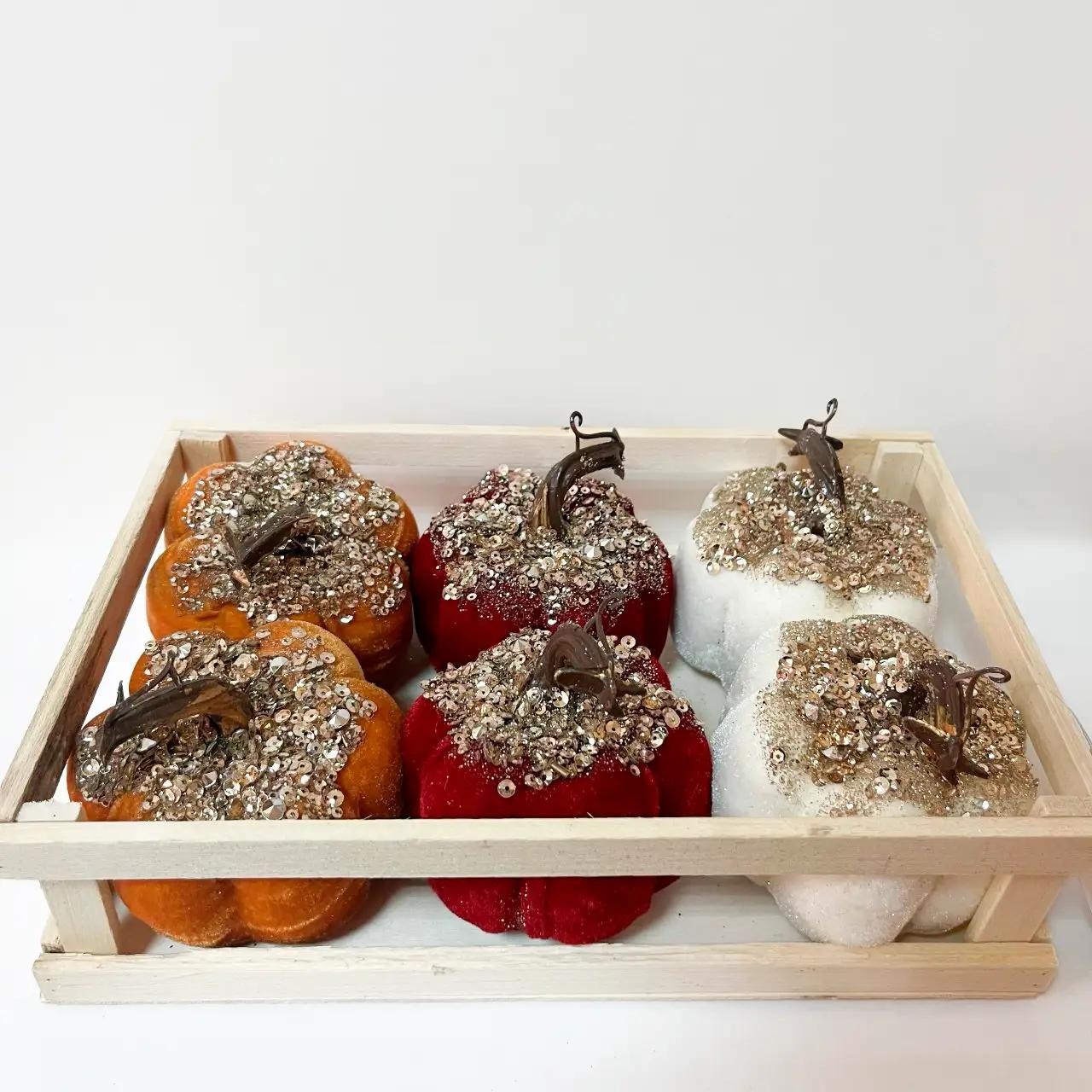 Набір декоративних елементів “Velvet Pumpkins”, 6 шт