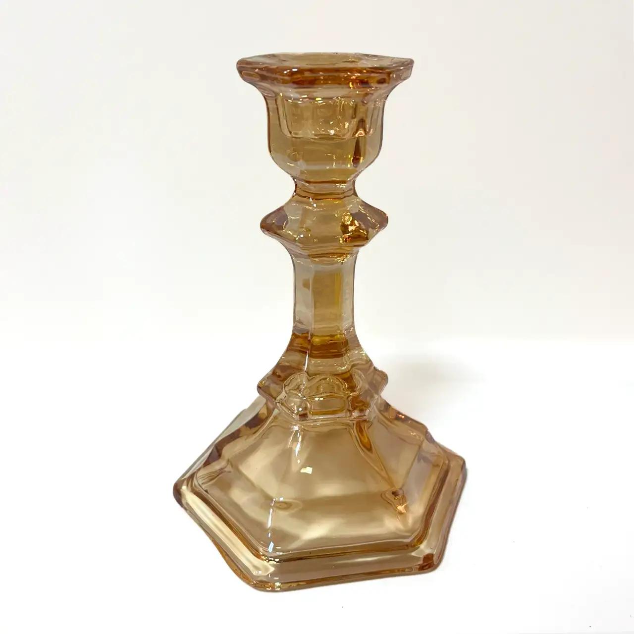 Amber Warmth Candle Holder, 15 cm, glass, gold