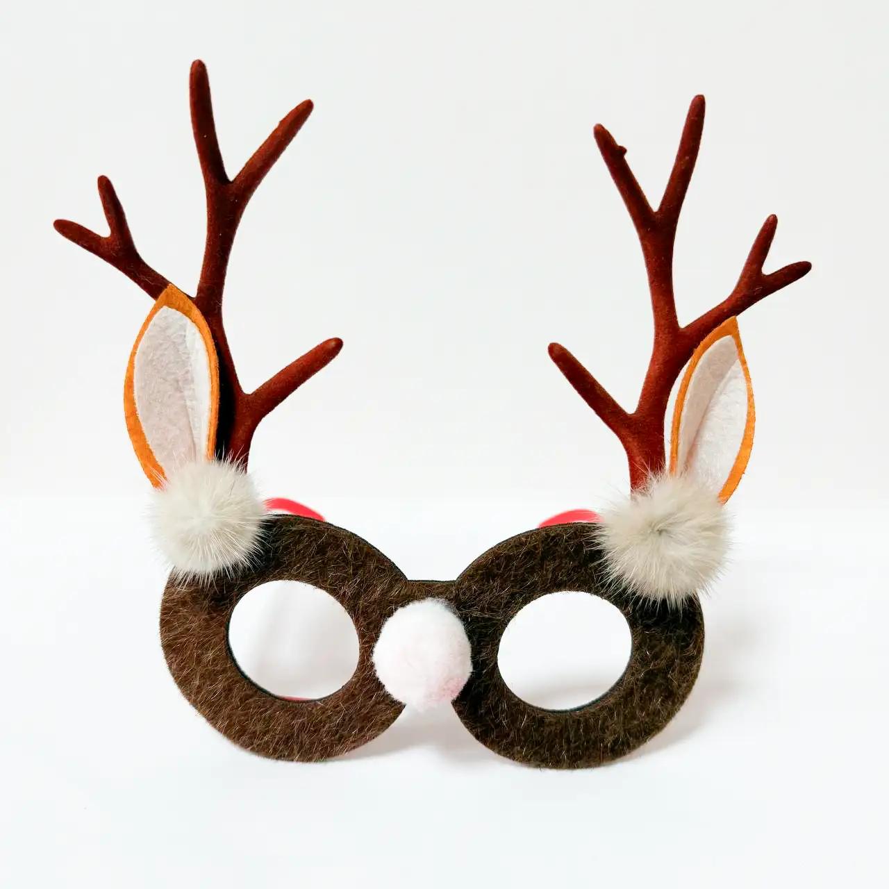 Santa Fun Christmas glasses, plastic, brown, with decoration