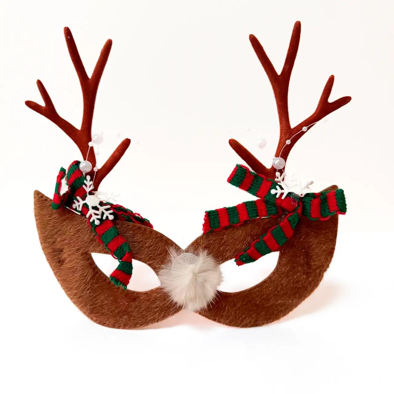 Funny Reindeer Christmas glasses, plastic, brown, with decoration