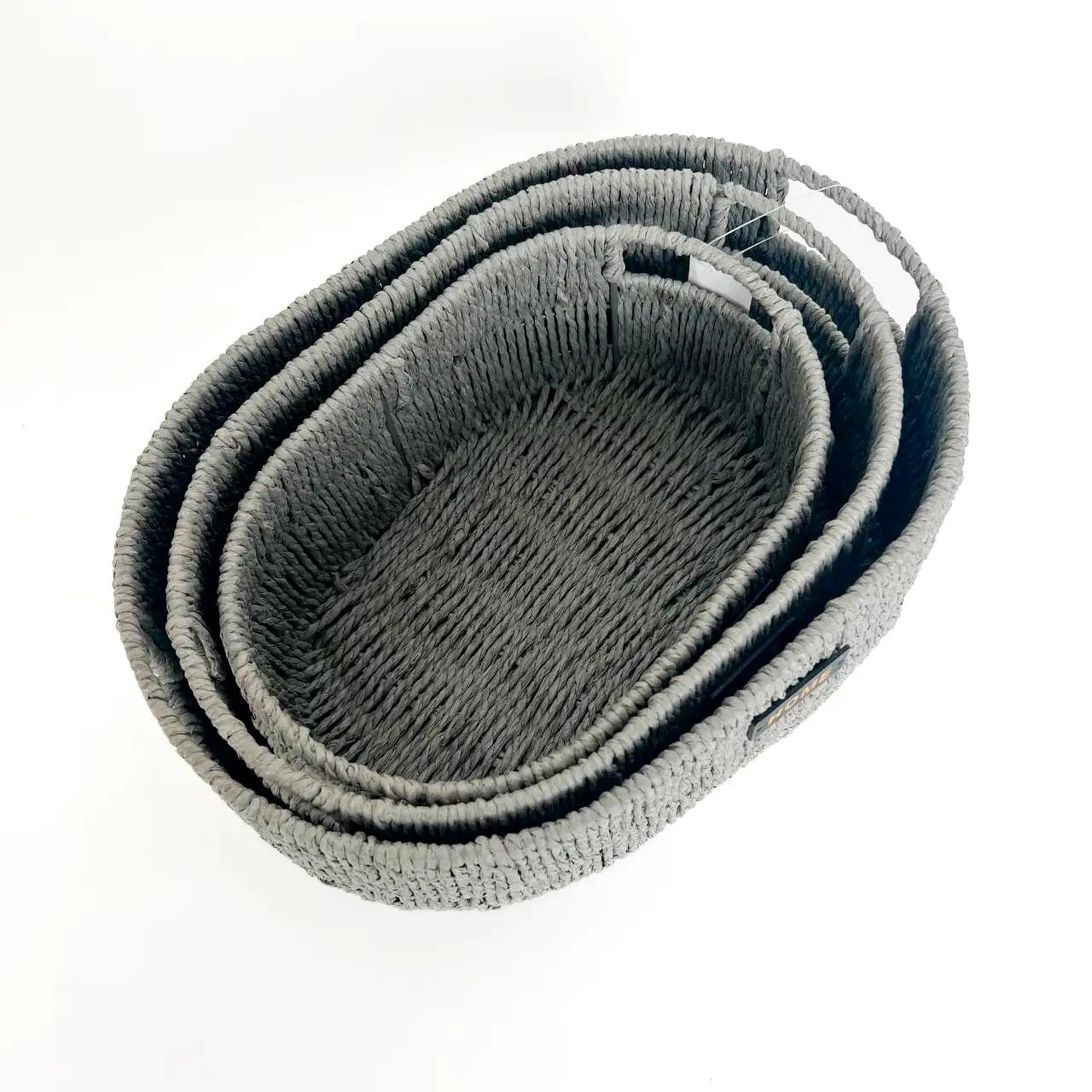 Комплект декоративних кошиків Home Edition, 3 шт, сірий - Фото 3