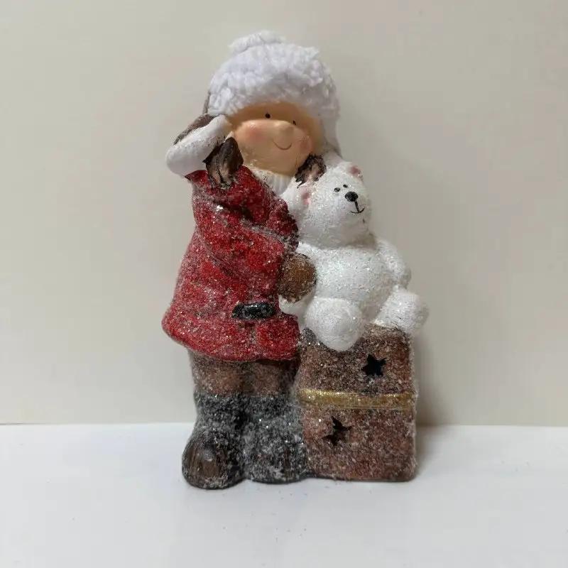 New Year's figurine with backlight ‘Girl with a teddy bear’