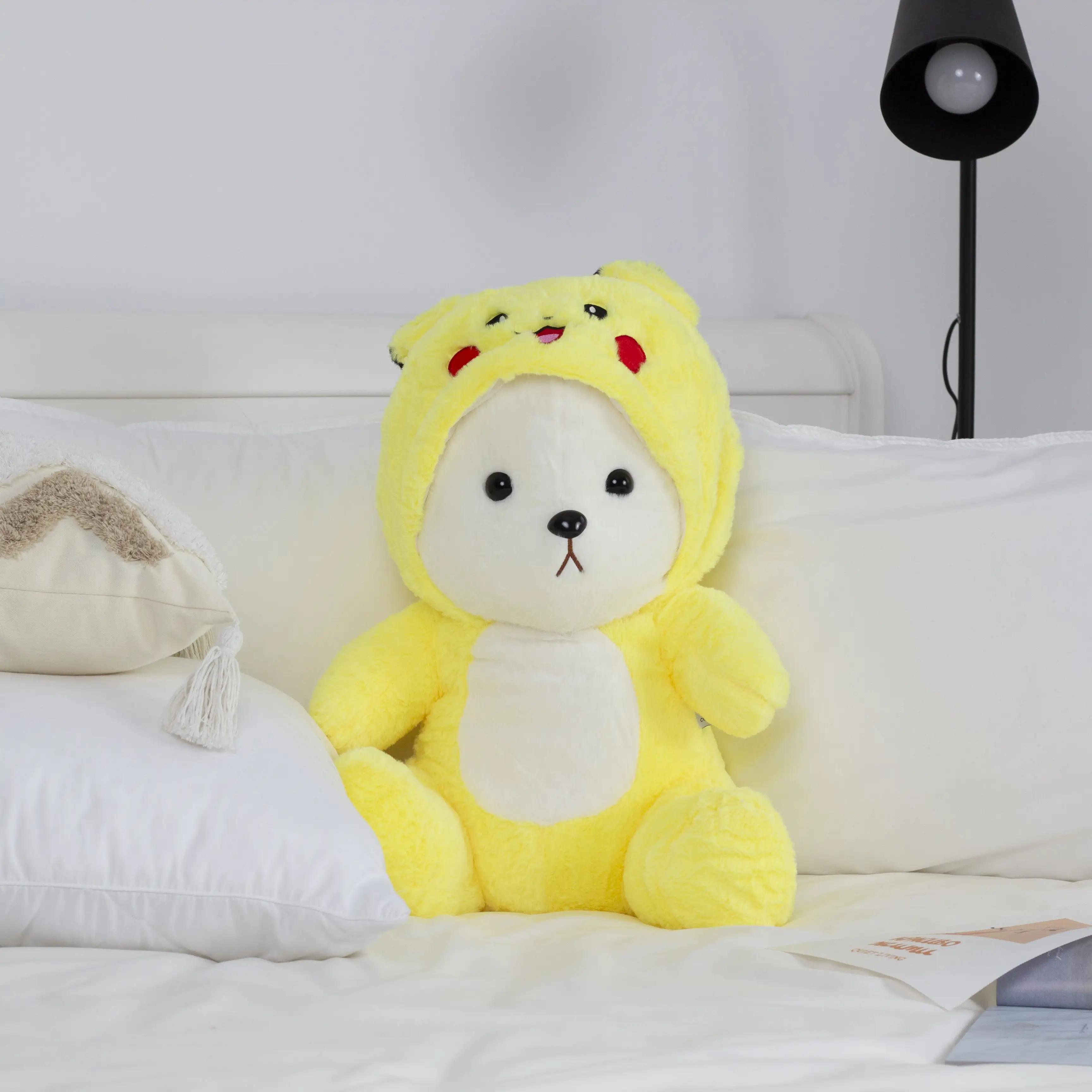 Мягкая игрушка Медвежонок Тедди в костюме Пикачу с пледом — Pikachu Teddy Practical Comfort Kit - Фото 3