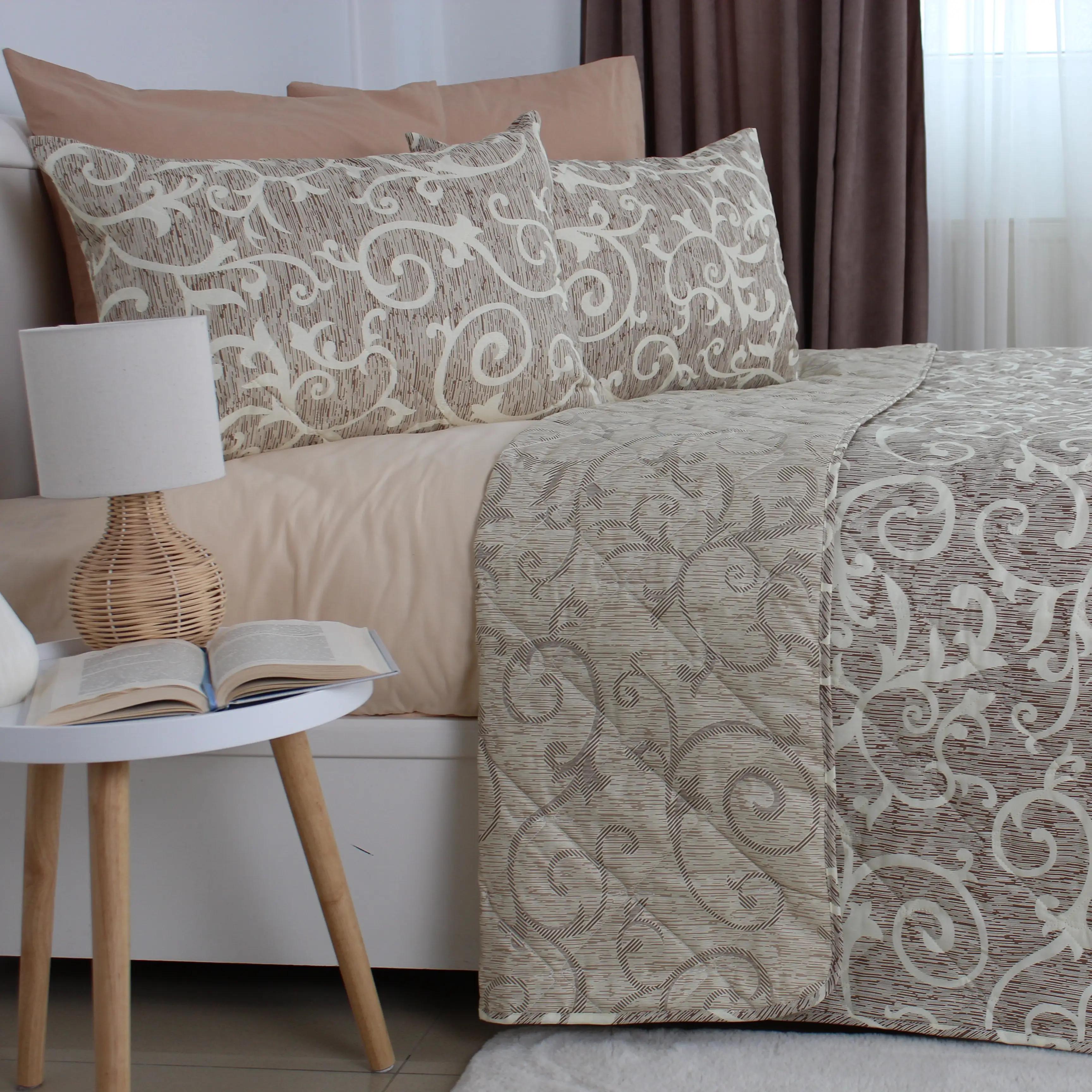 Покривало ТЕП "ELEGANT COTTON" 2 наволочки 50*70 см Beige and White, 220x240 - Фото 2