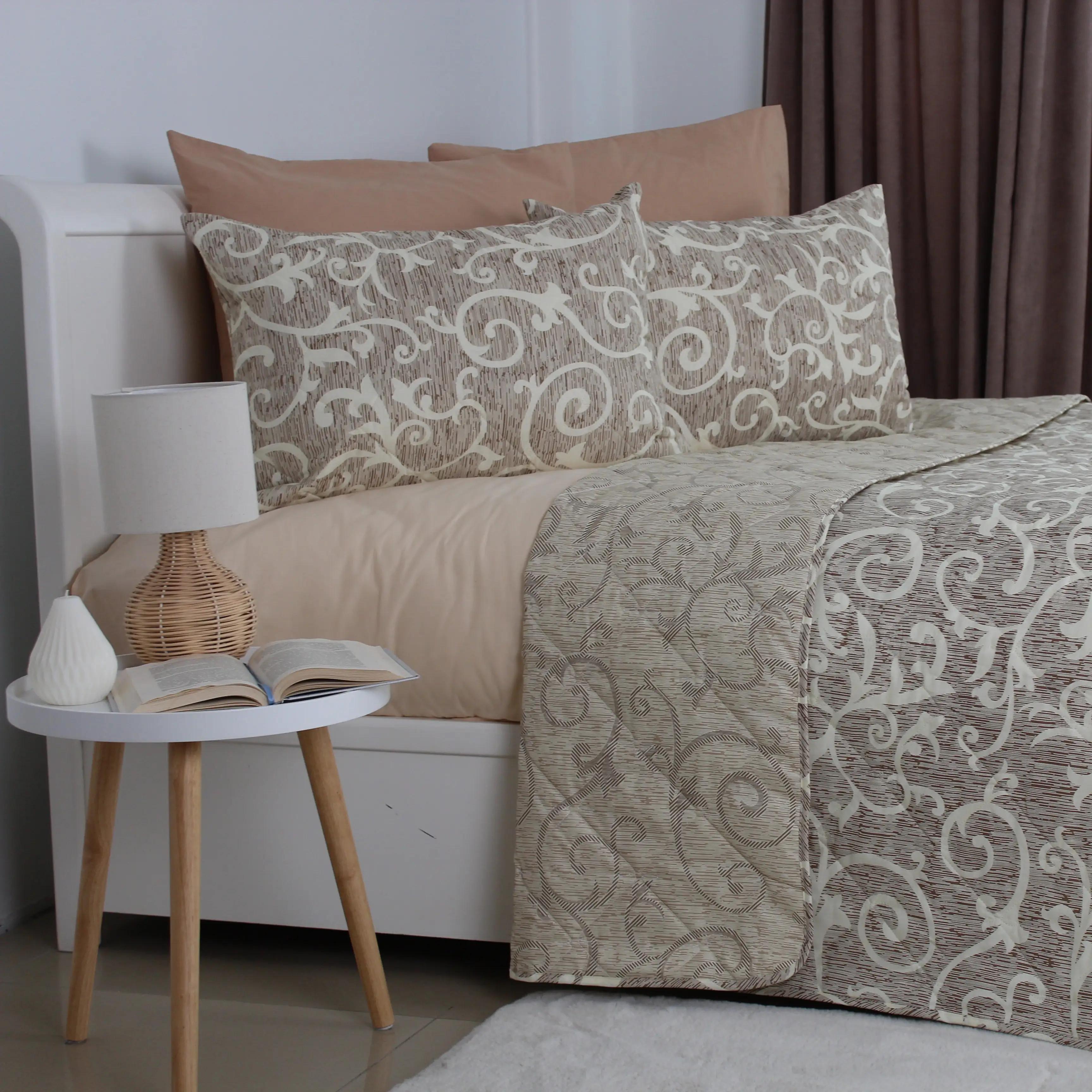 Покривало ТЕП "ELEGANT COTTON" 2 наволочки 50*70 см Beige and White, 220x240 - Фото 3