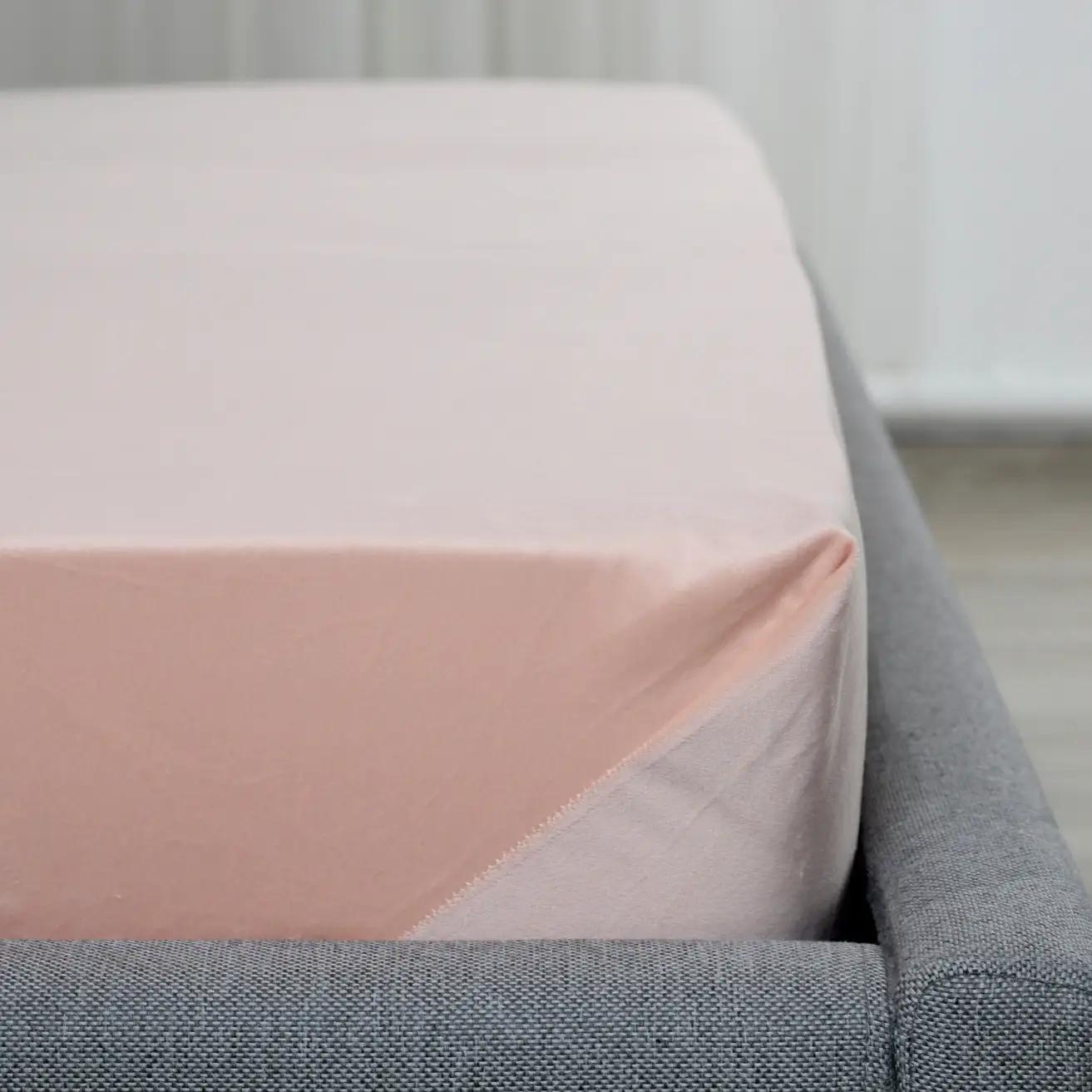 ПростыньТЕП "VELOUR" с резинкой пудровое, 180x200 - Фото 3