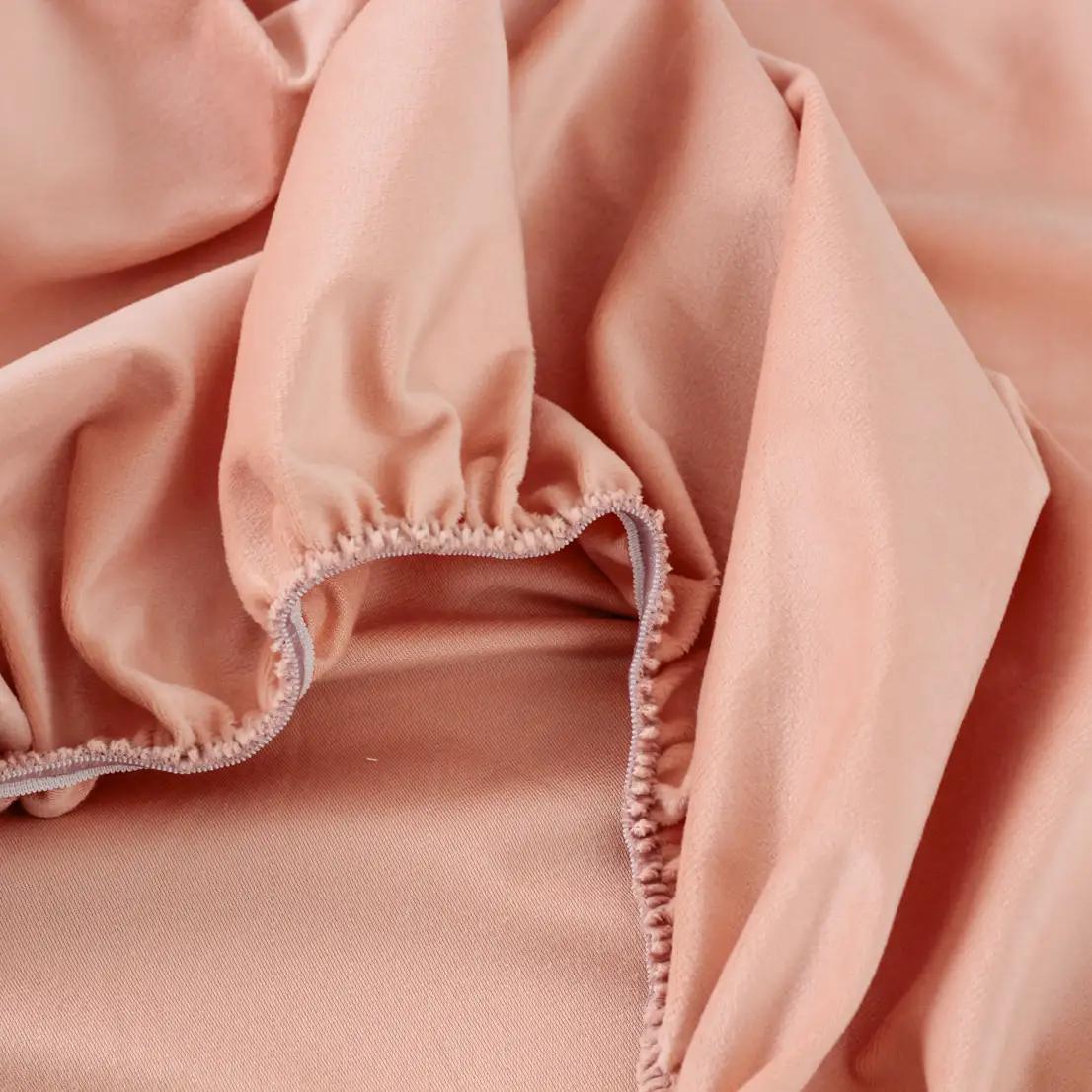 ПростыньТЕП "VELOUR" с резинкой пудровое, 180x200 - Фото 5